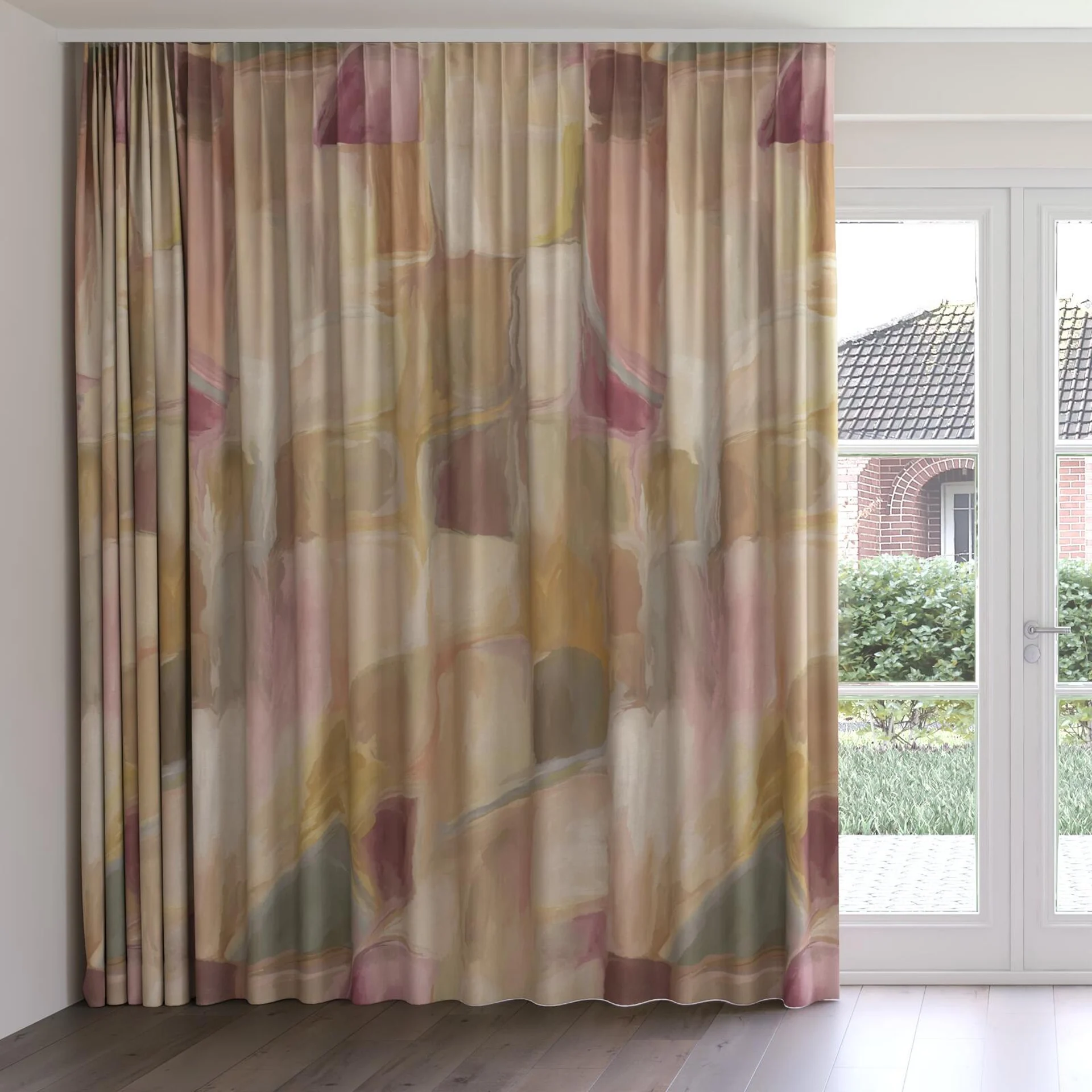 Front view of Colour Field Shellac, on curtain rail