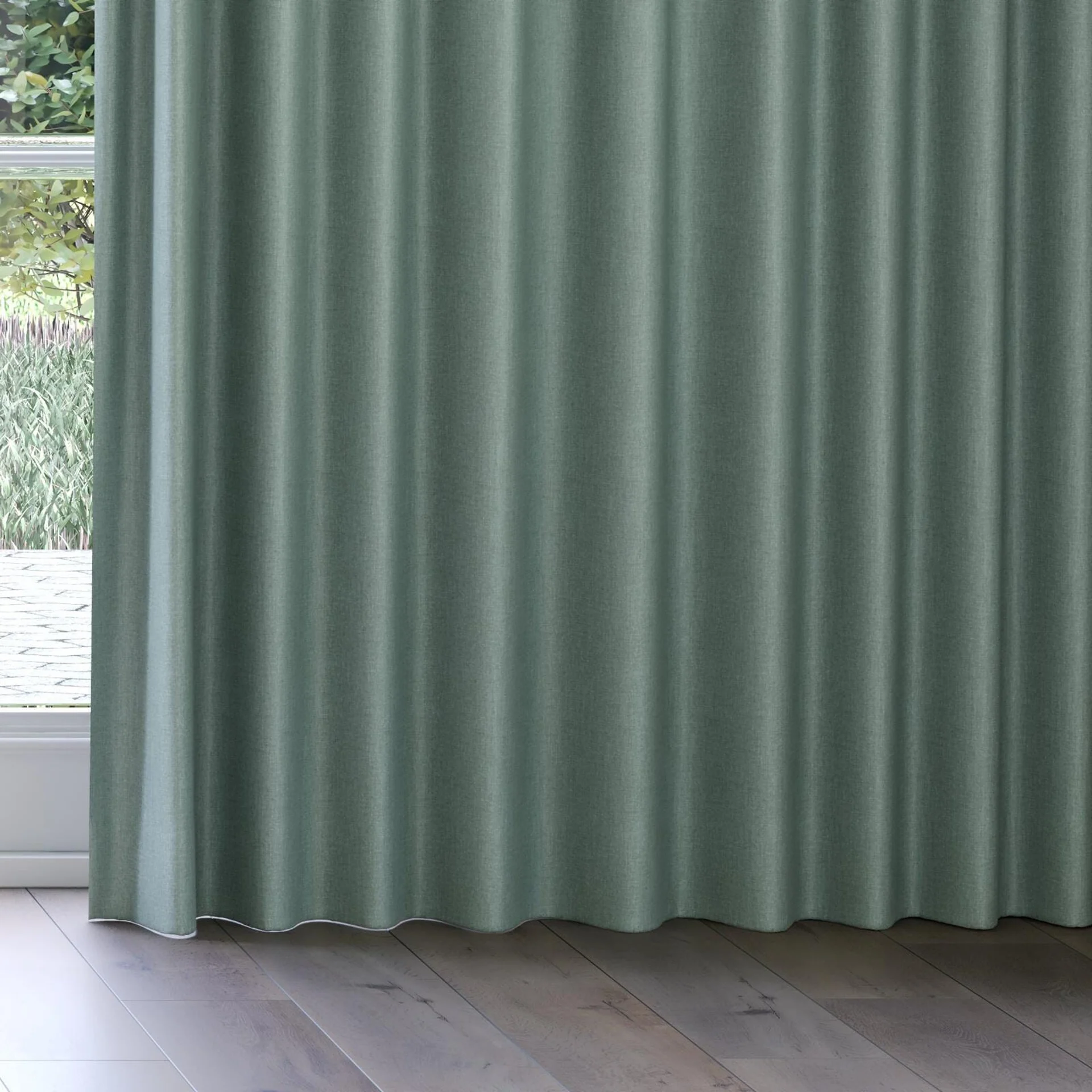 Bottom view of Kidglove Jade, on curtain rail