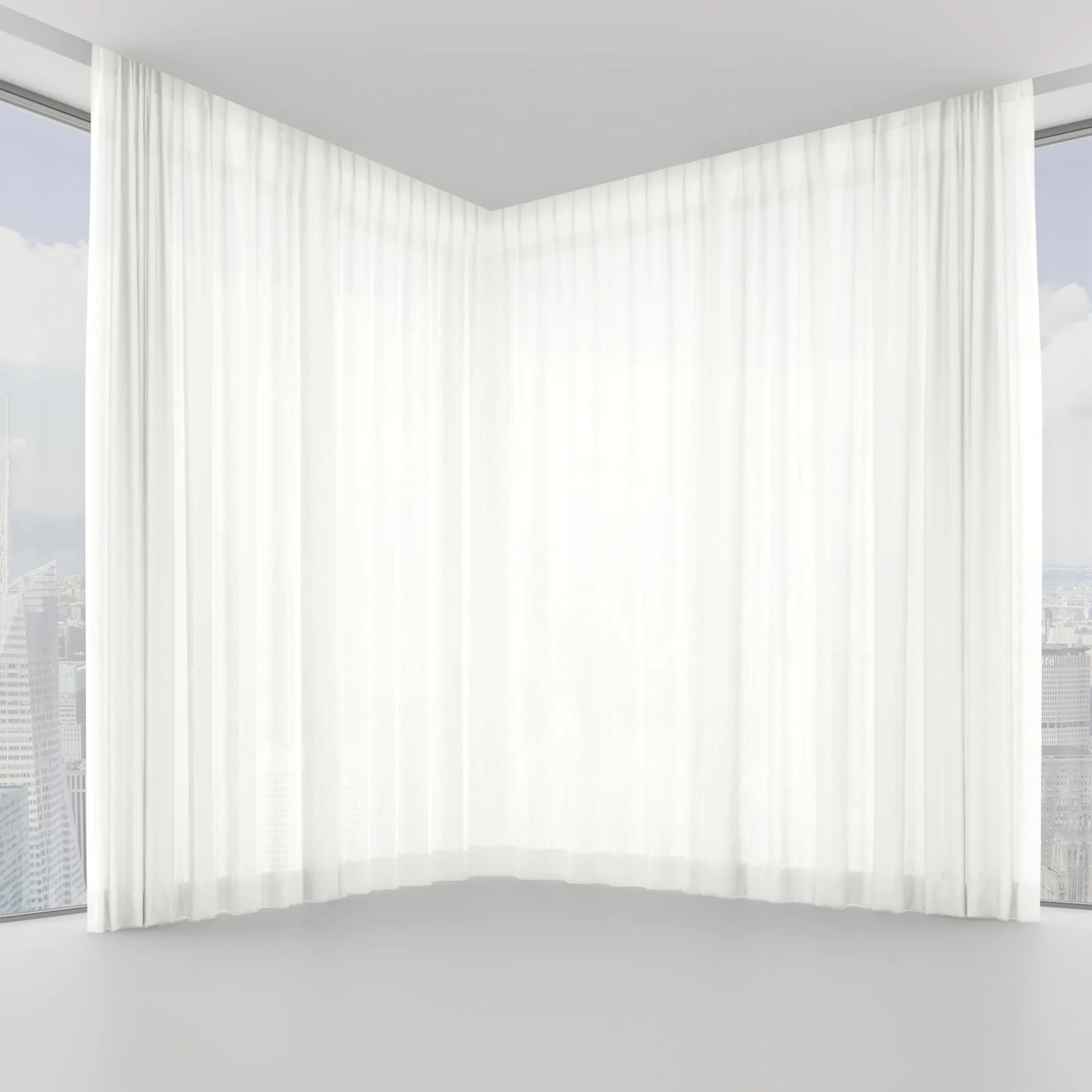 Front view of Linen Calm, on hidden rail