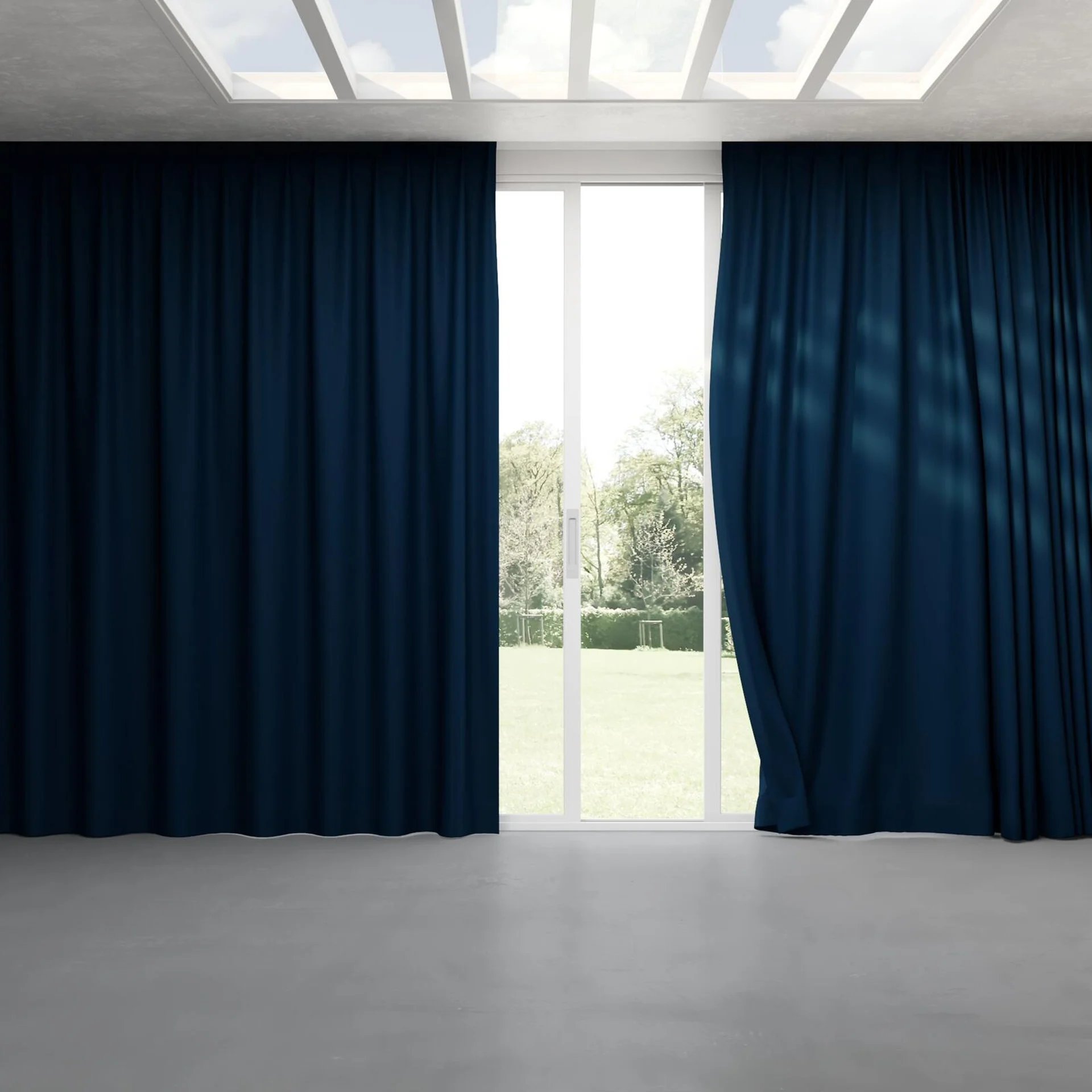 Full view of Vela Petrol, pinch pleat