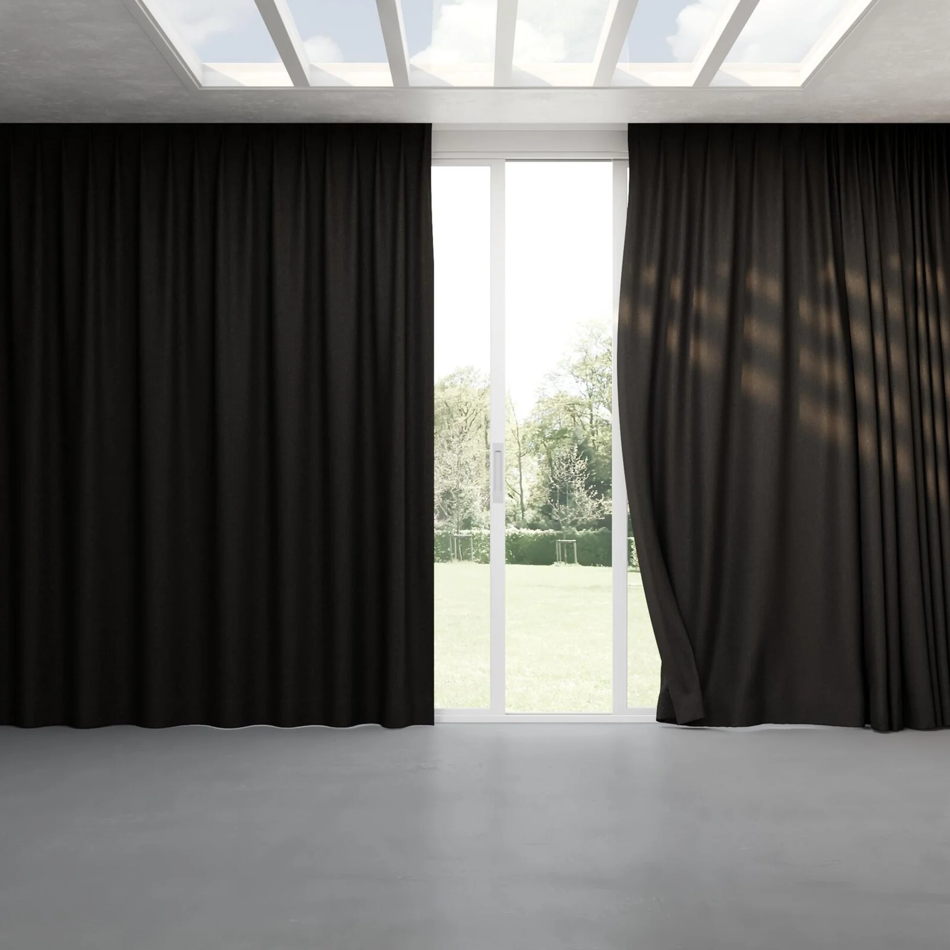 Full view of Perfecto Onyx, pinch pleat