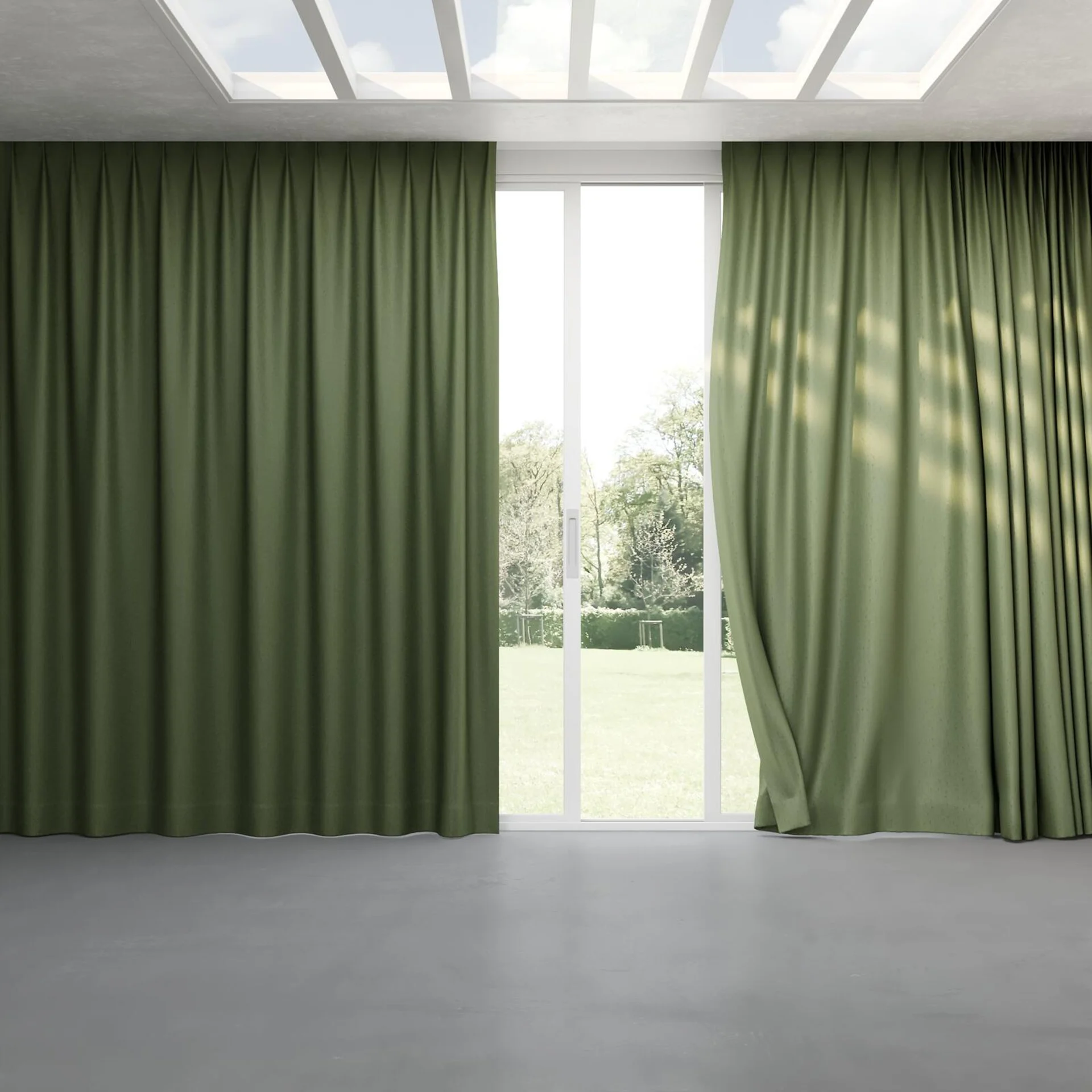 Full view of Rewind Pine, pinch pleat