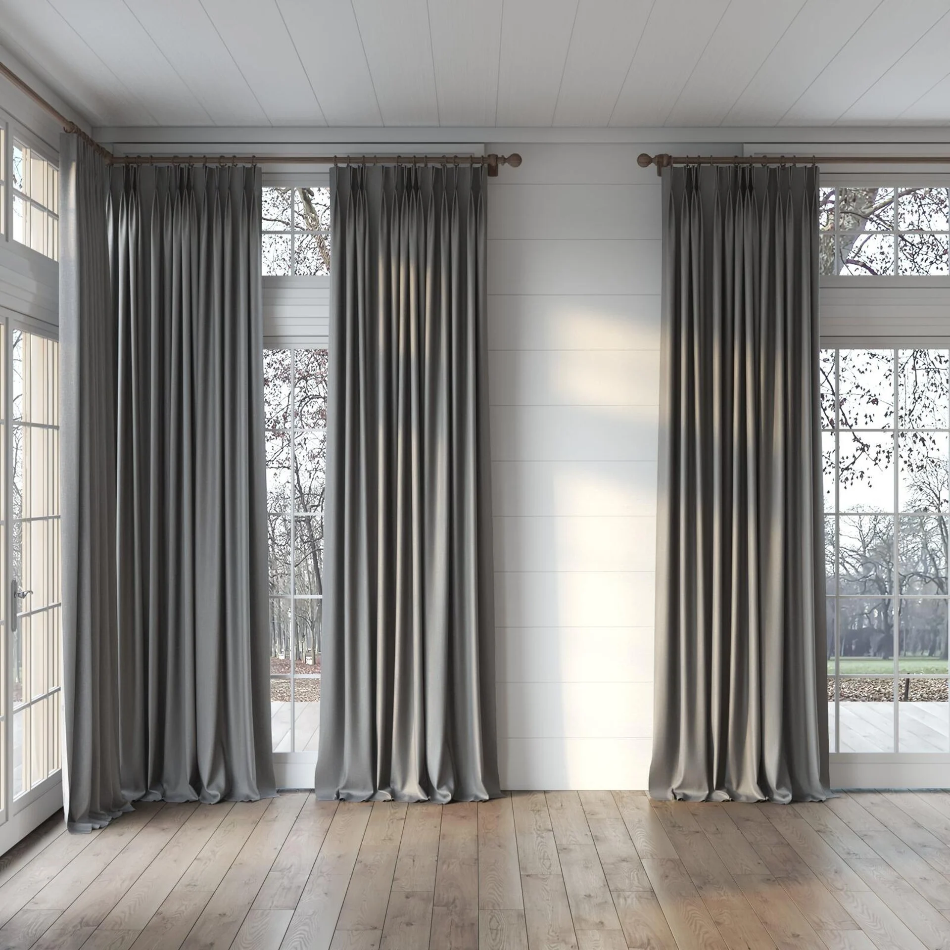 Full view of Excel Elephant, puddled, on curtain rod