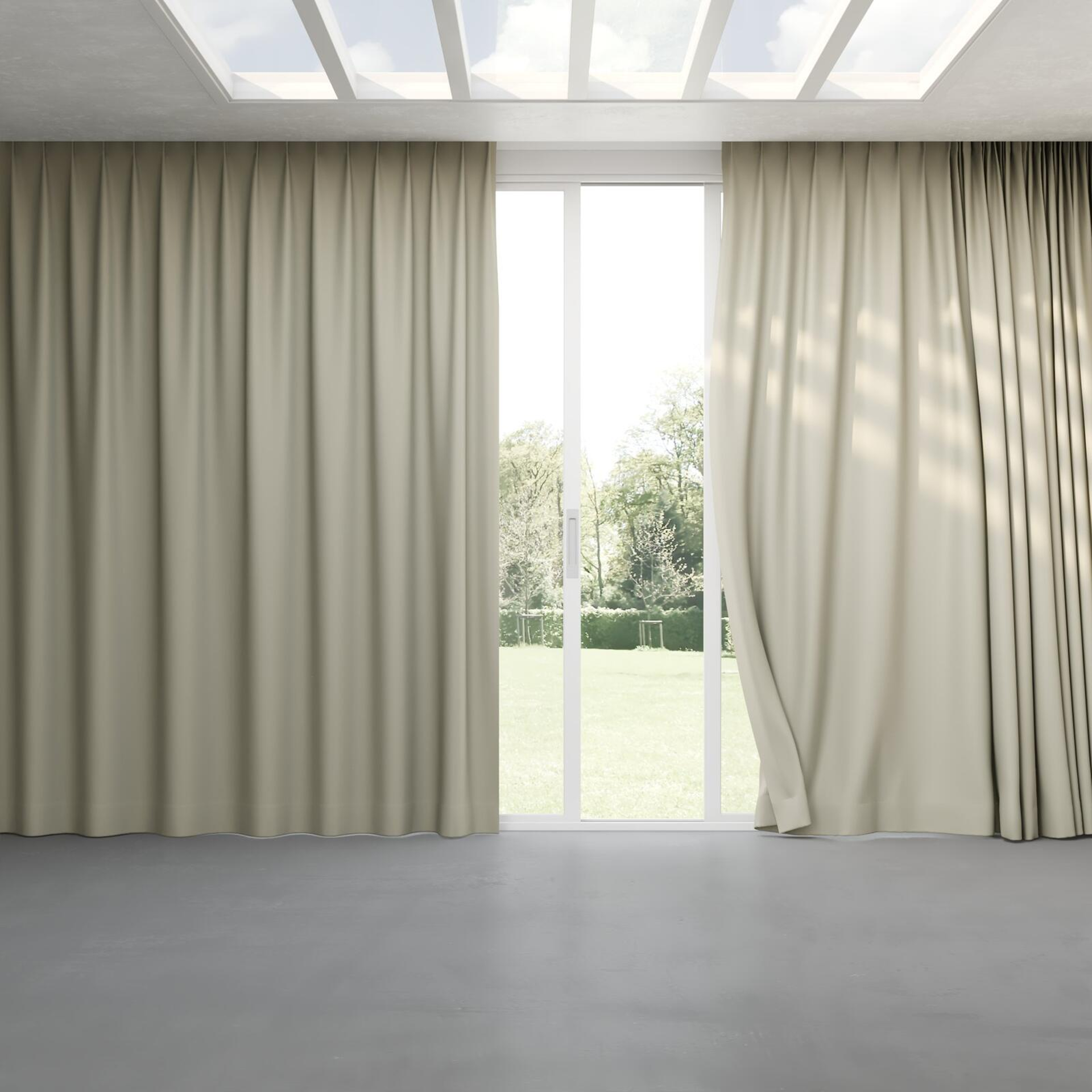 Full view of Ultra Dim Linen, pinch pleat