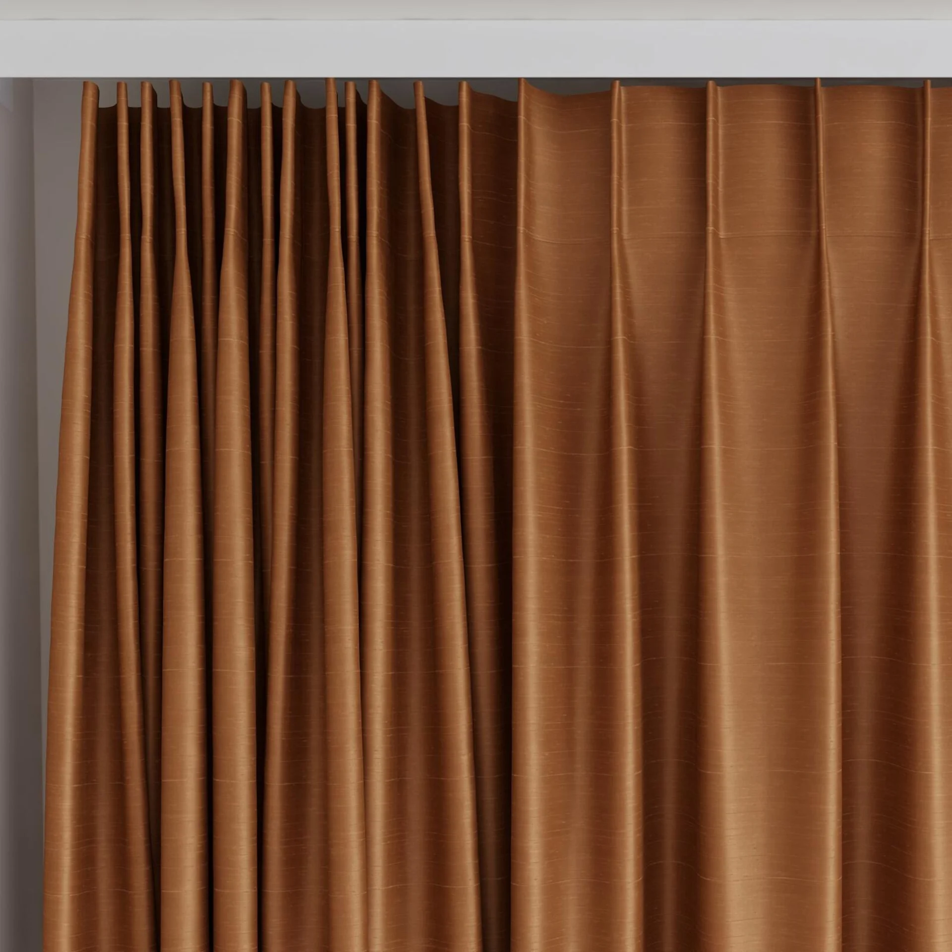 Top view of Silky Nutmeg, on curtain rail