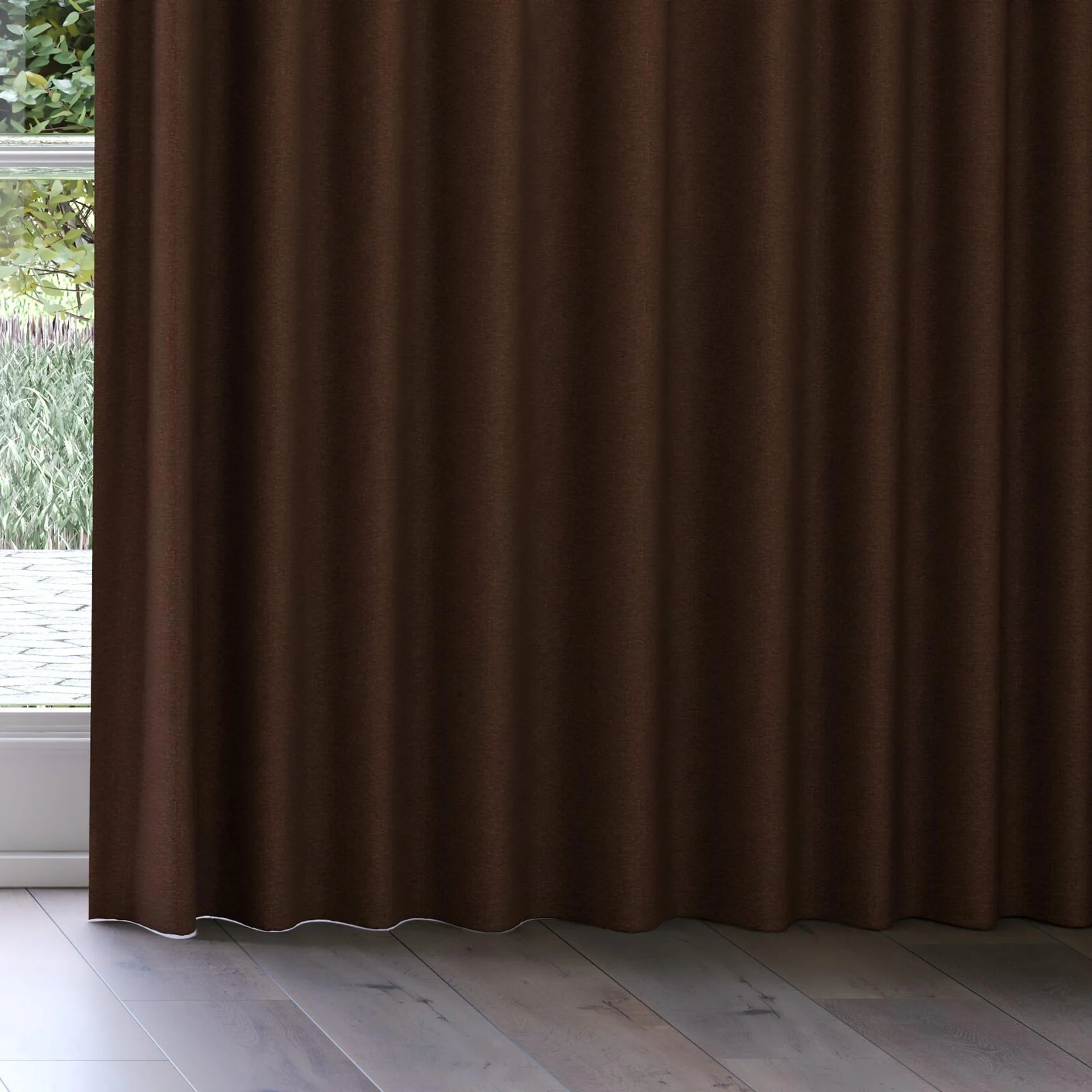 Bottom view of Coverlet Bark, on curtain rail