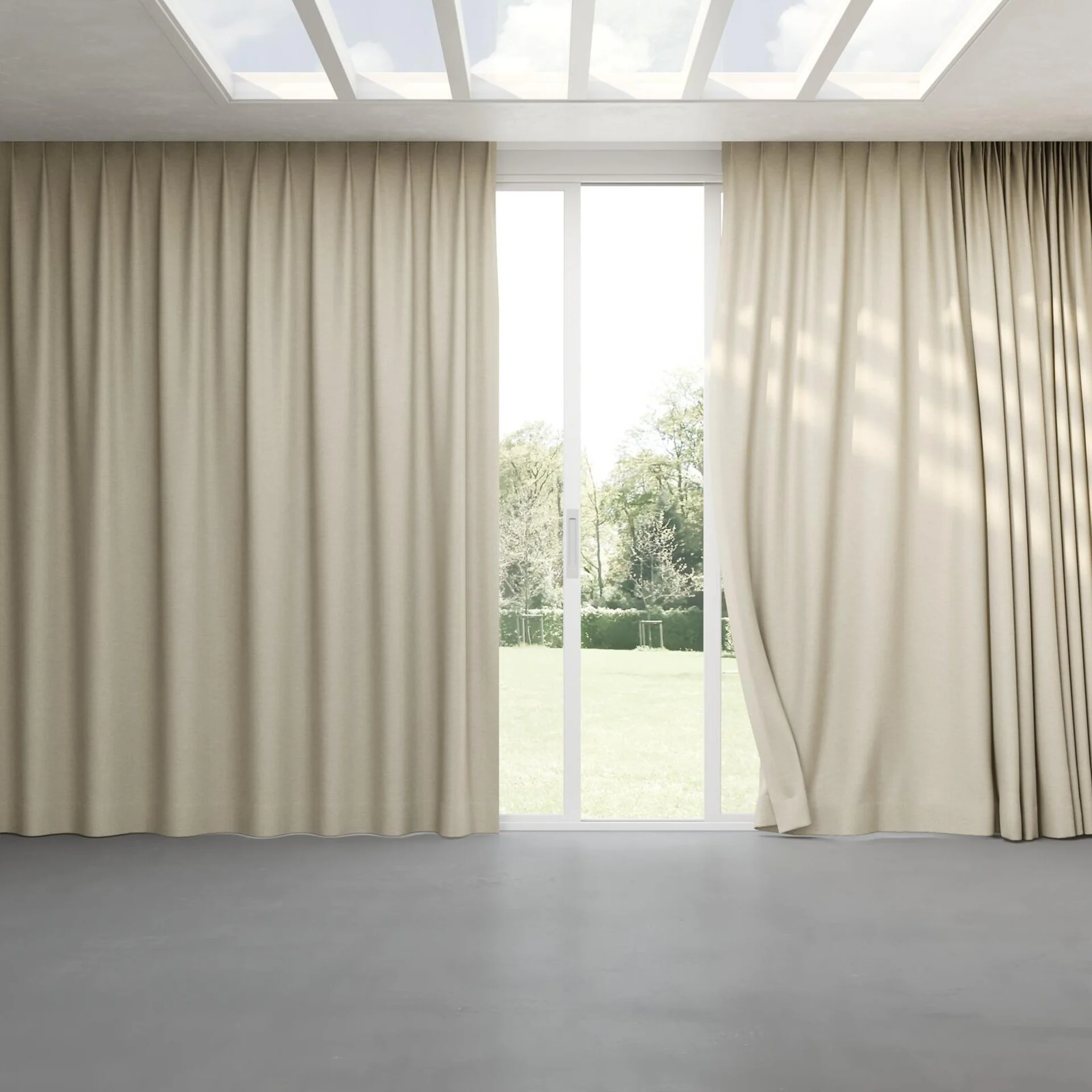 Full view of Bravo Buff, pinch pleat