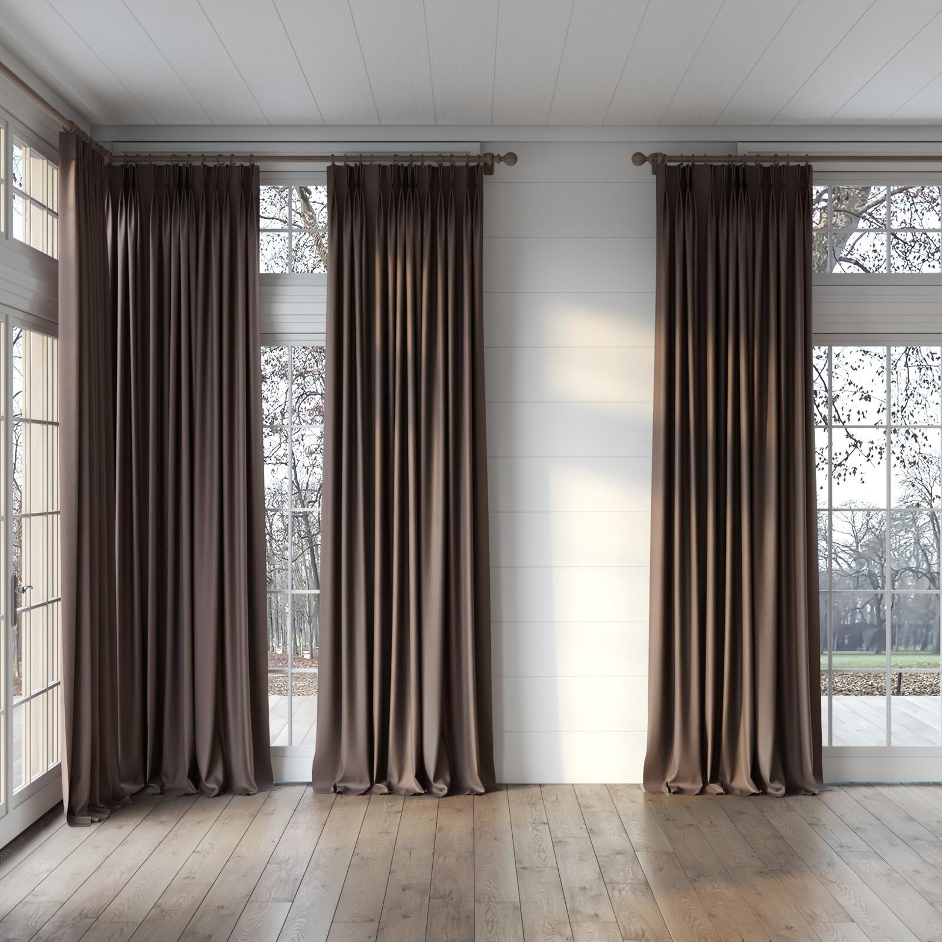 Full view of Eternal Umber, puddled, on curtain rod