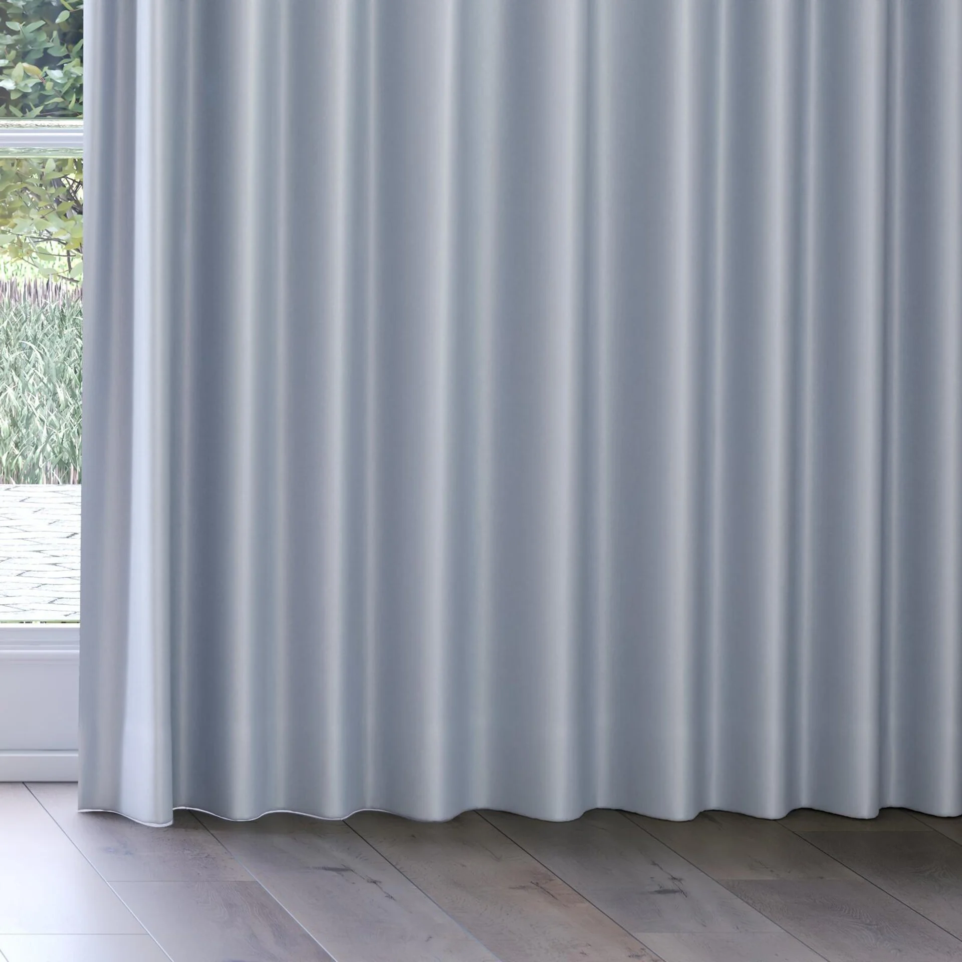 Bottom view of Re-Vive Silver, on curtain rail