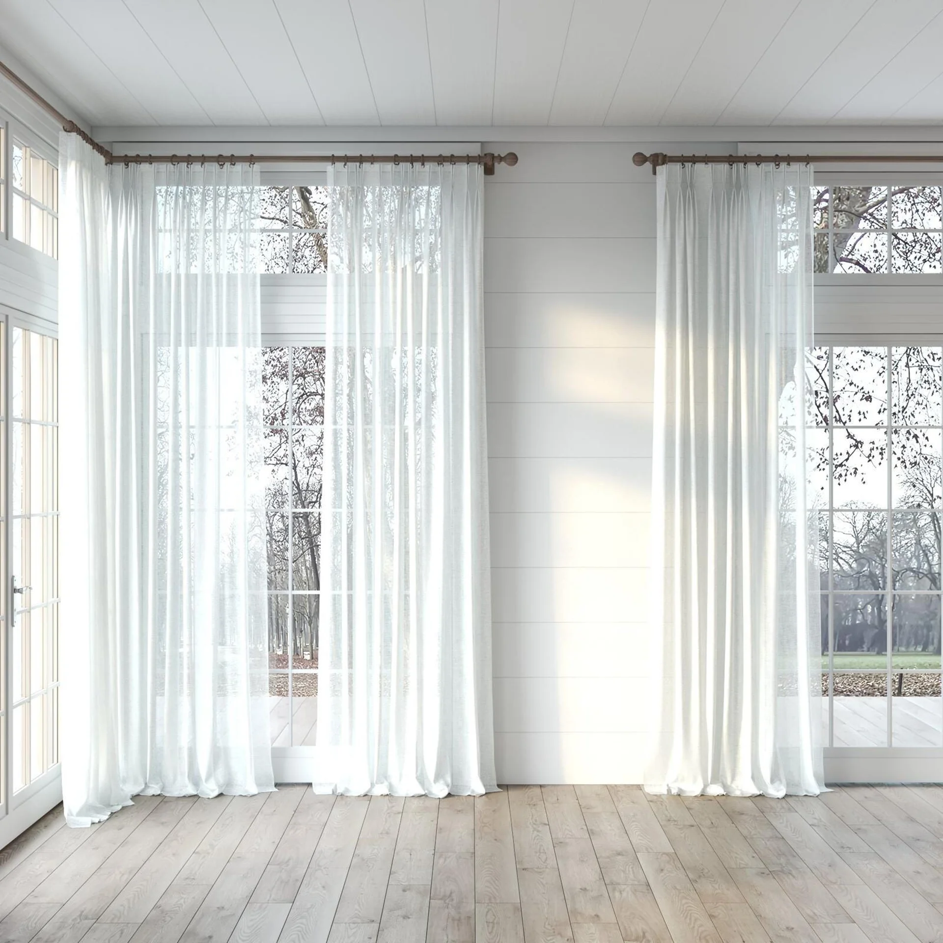 Full view of Statement Marble, puddled, on curtain rod