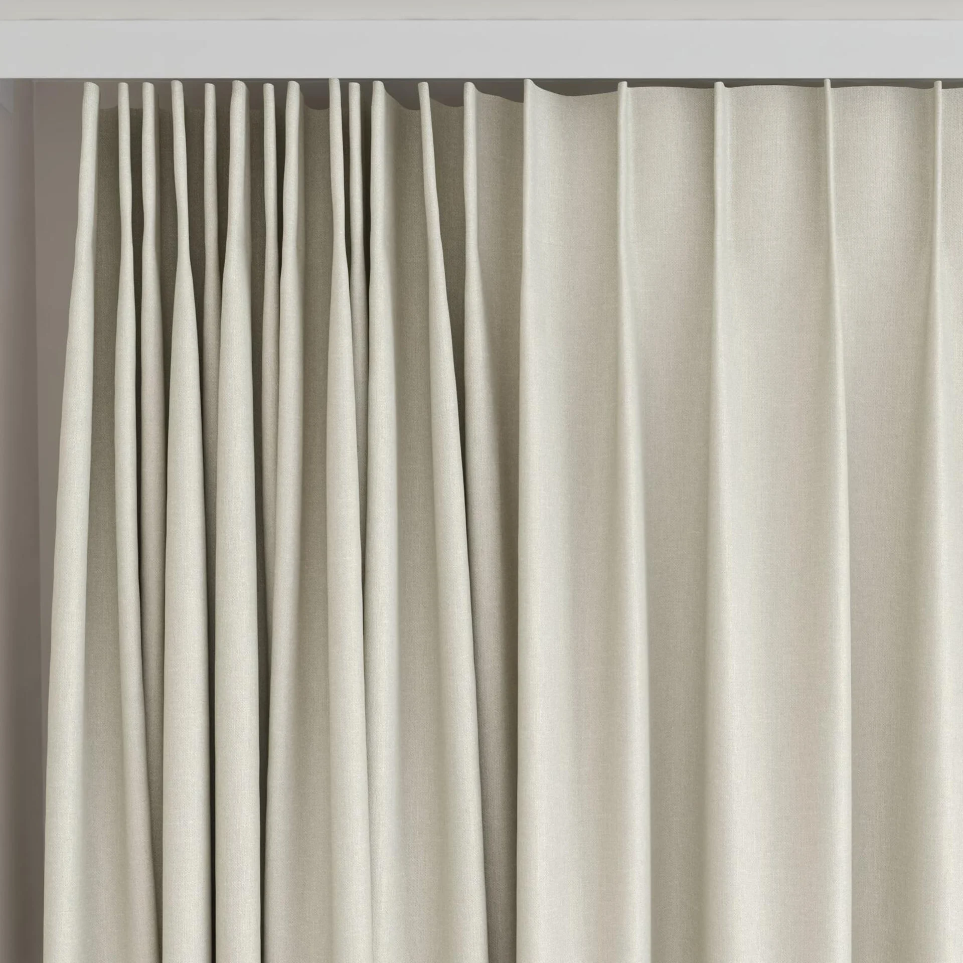 Top view of Kanvas Sesame, on curtain rail