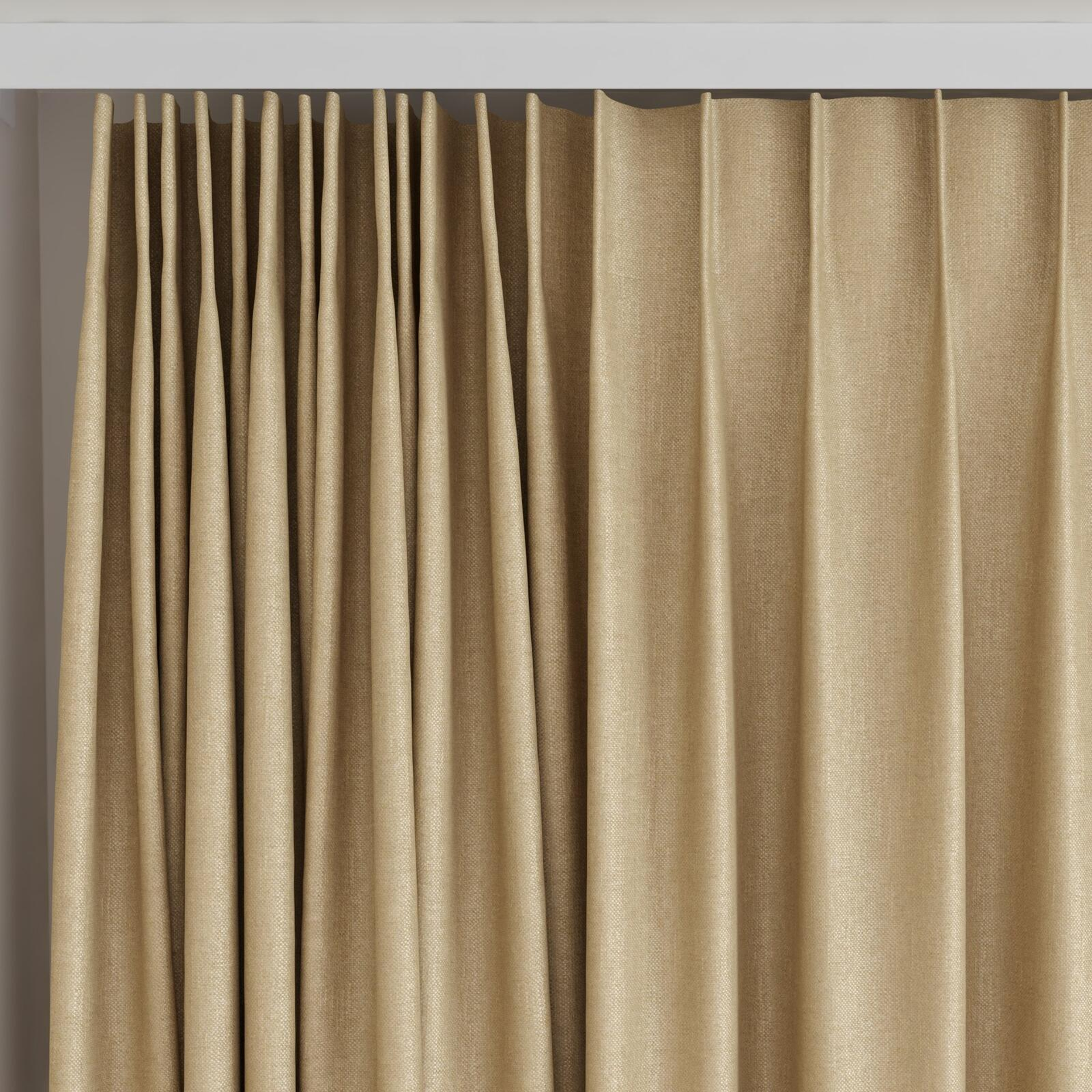Top view of Bronco Beige, on curtain rail