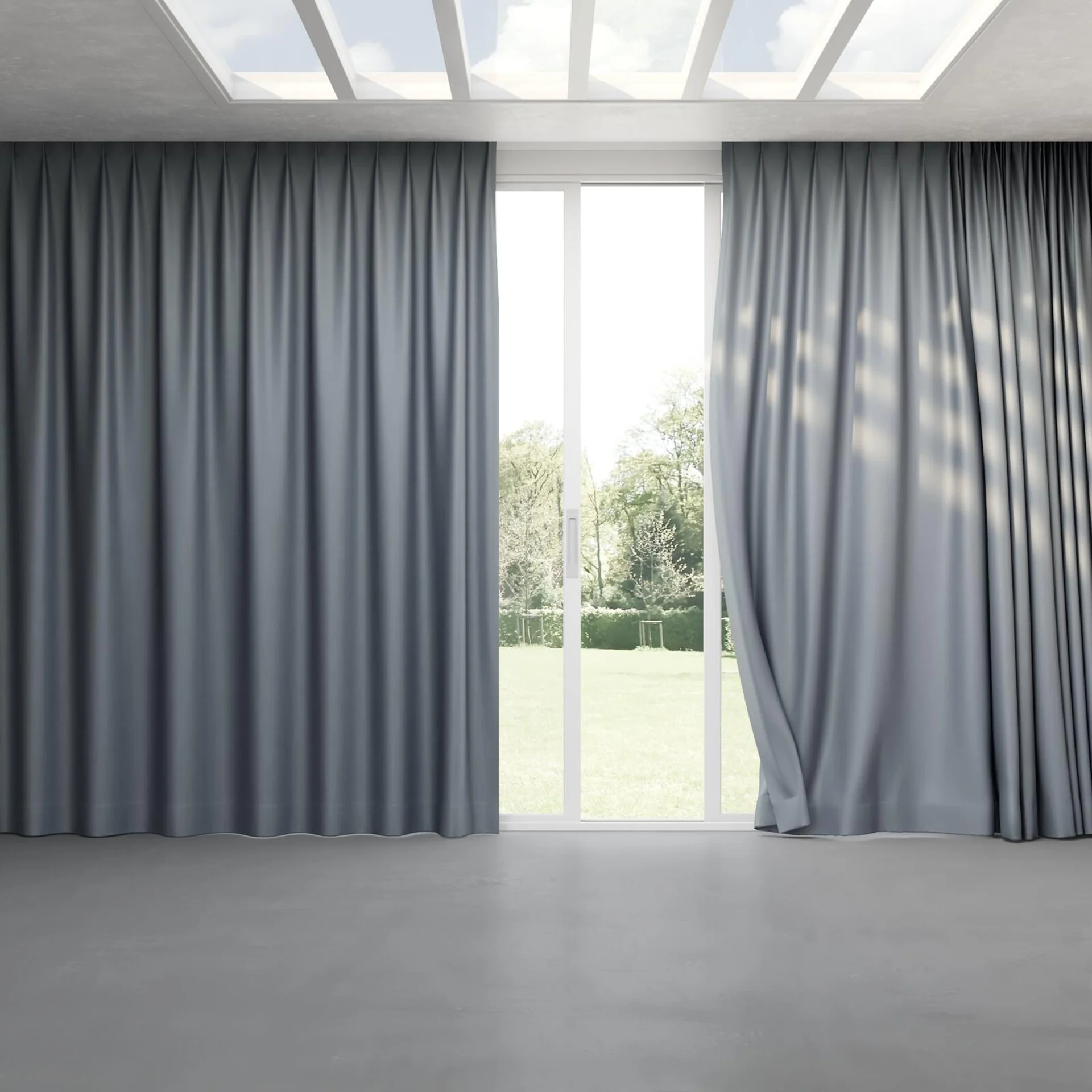 Full view of Stellar Blackout Charcoal, pinch pleat