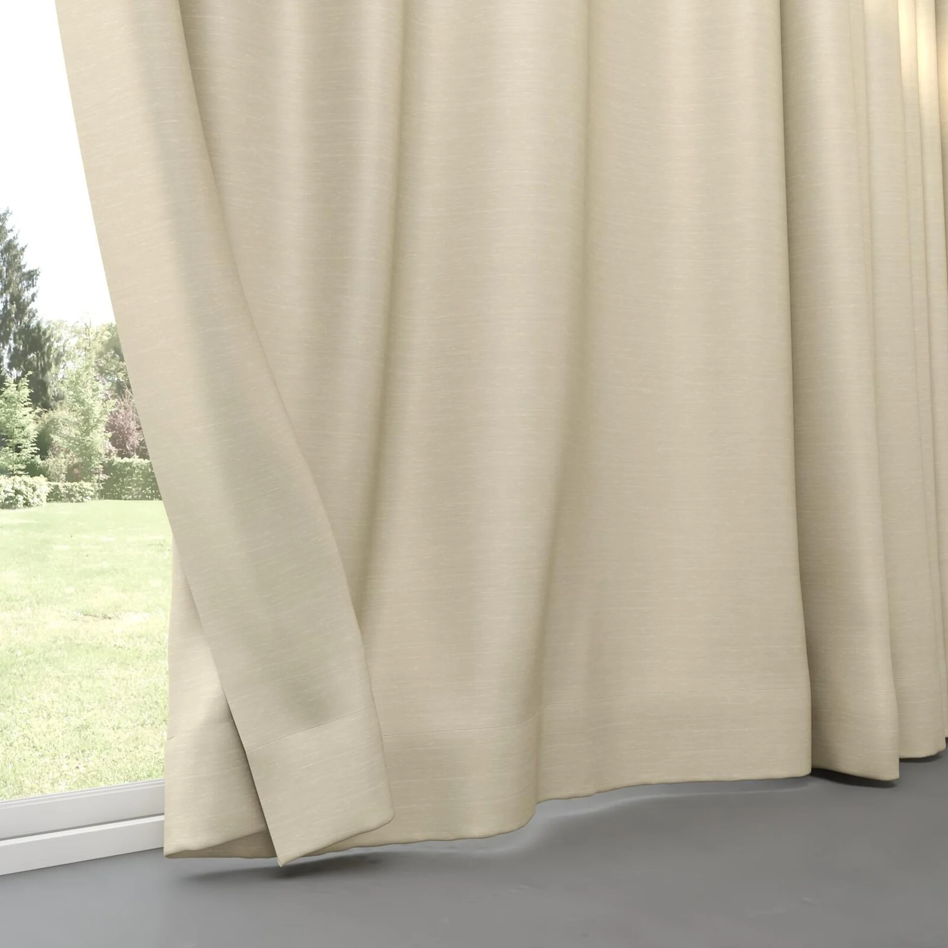Bottom view of Silky Hemp, pinch pleat