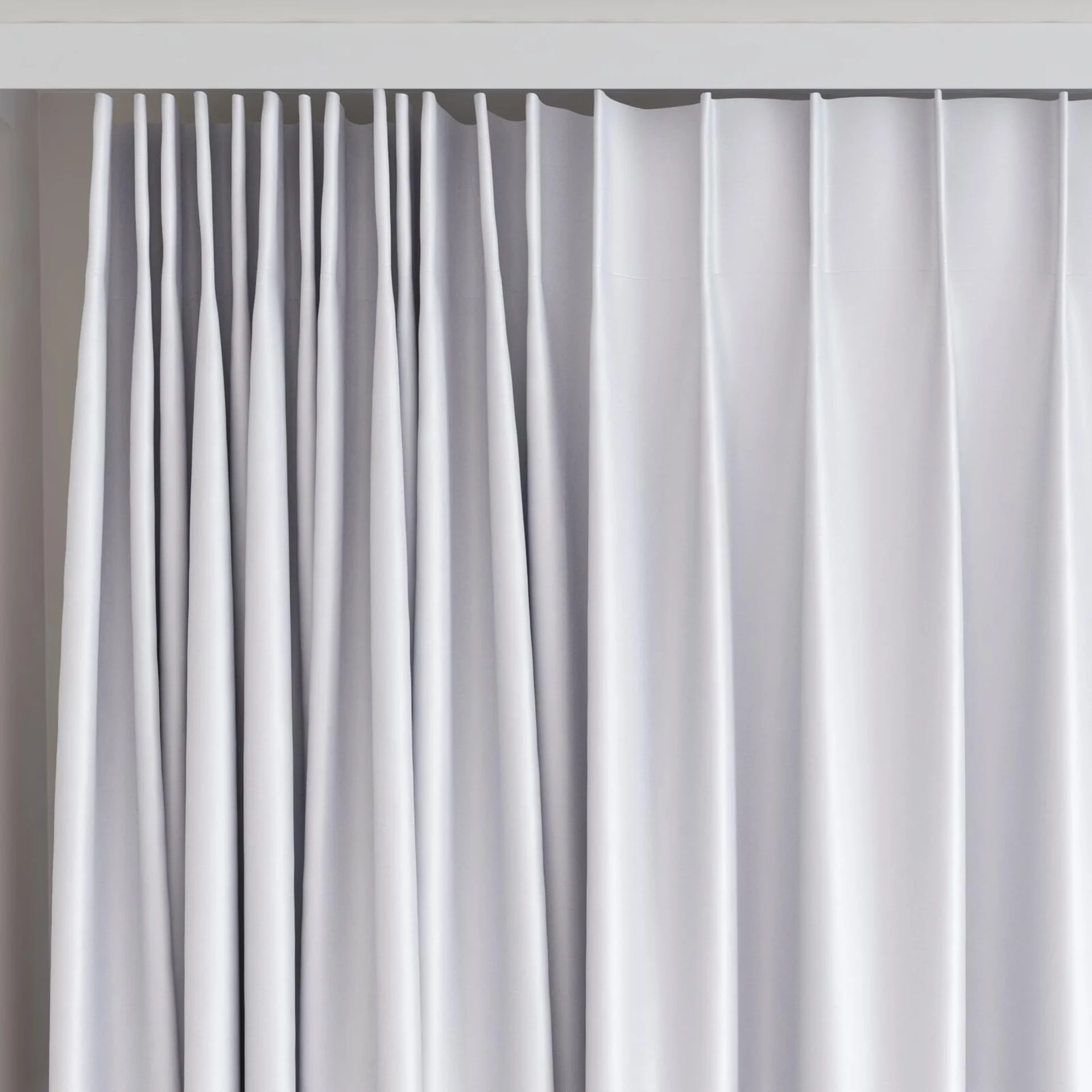 Top view of Stellar Blackout Silver, on curtain rail