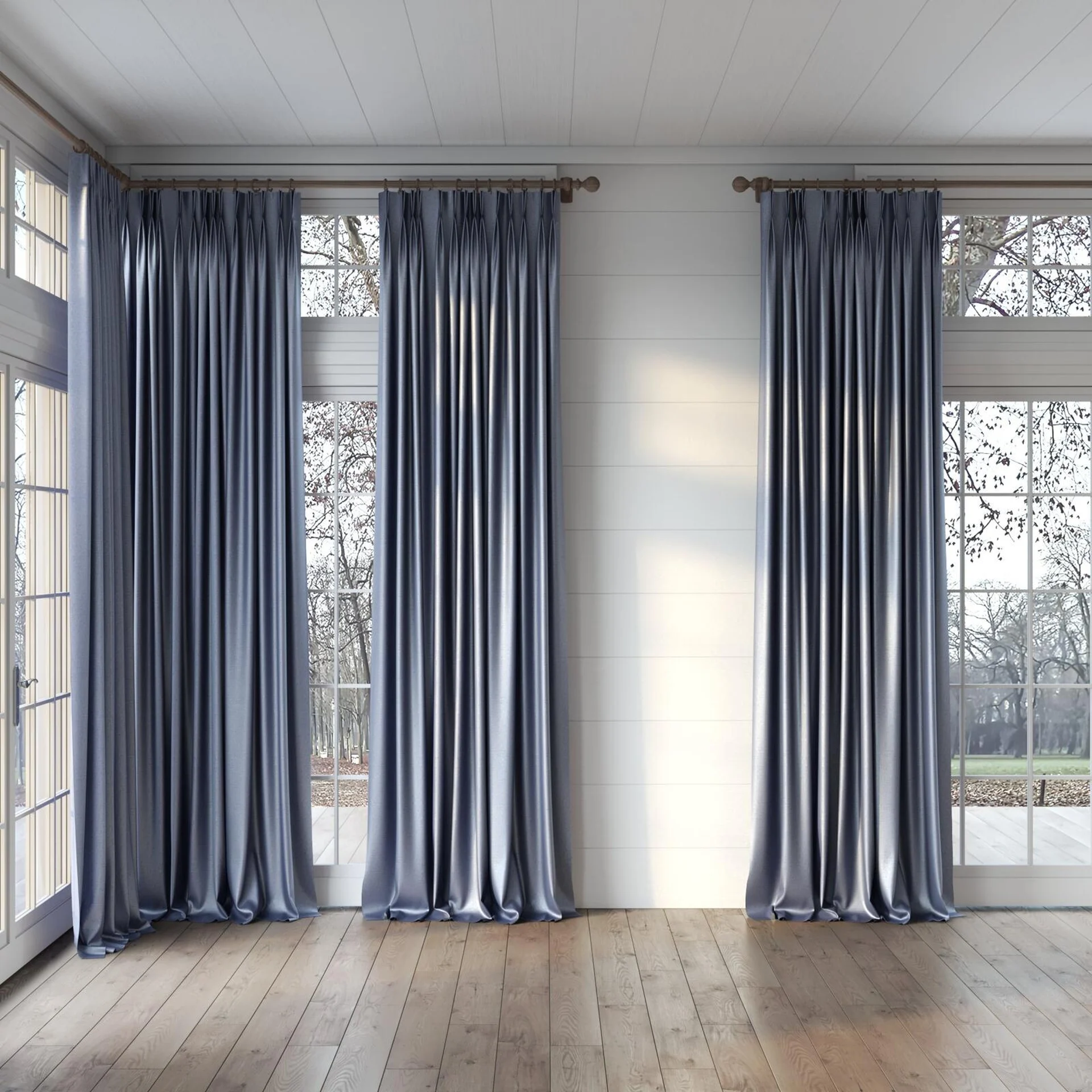 Full view of Consul River, puddled, on curtain rod