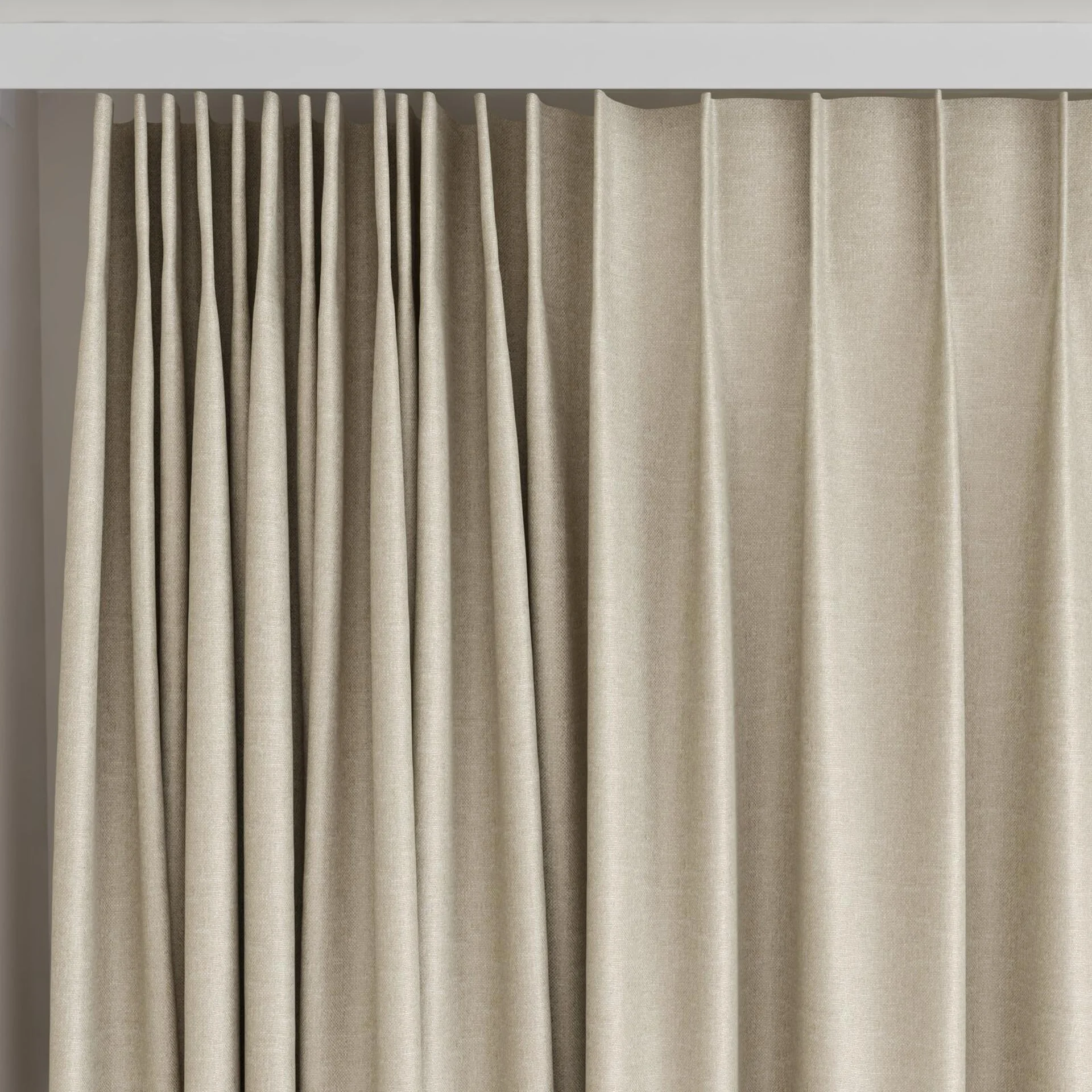 Top view of Banksia Linen, on curtain rail