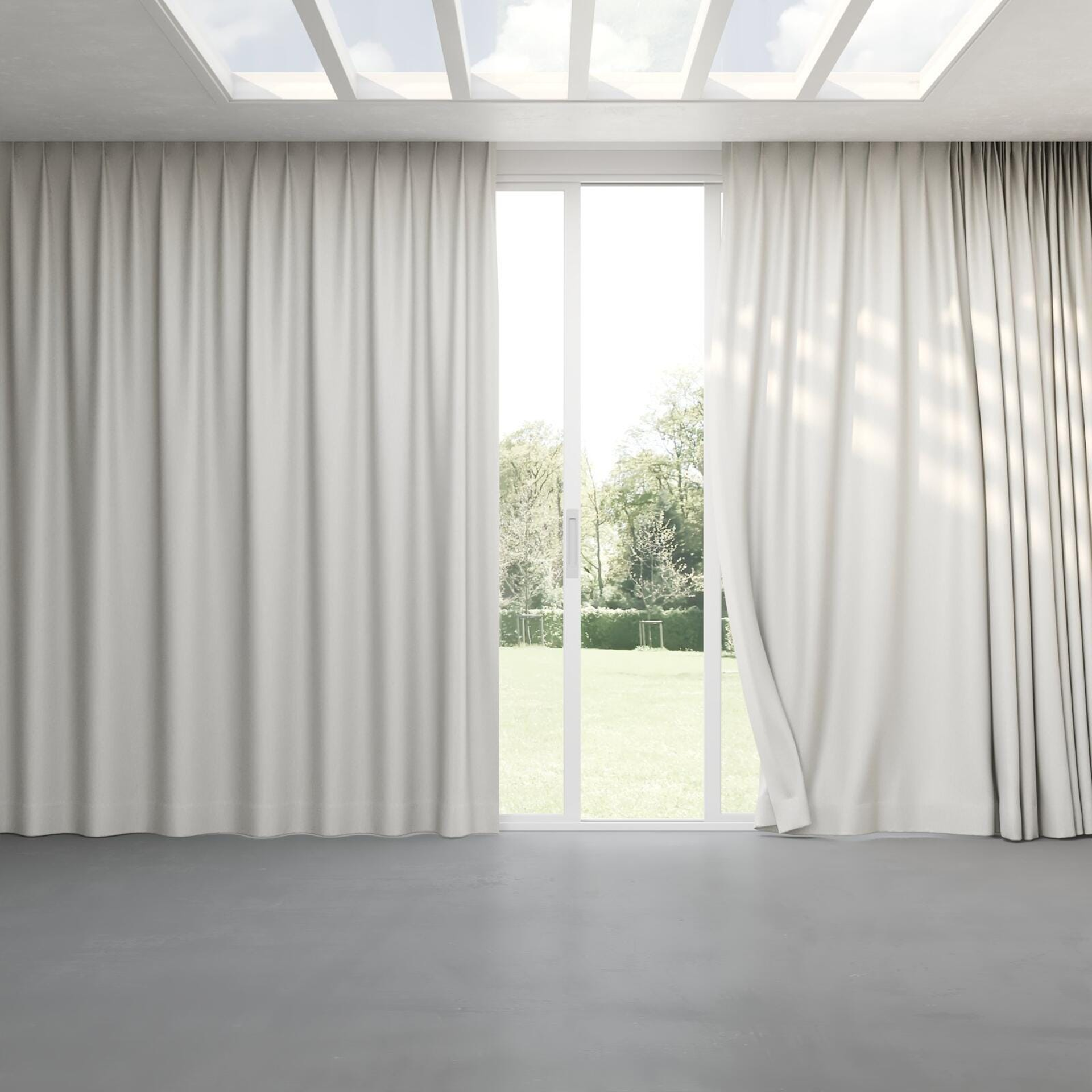 Full view of Infinite Ash, pinch pleat