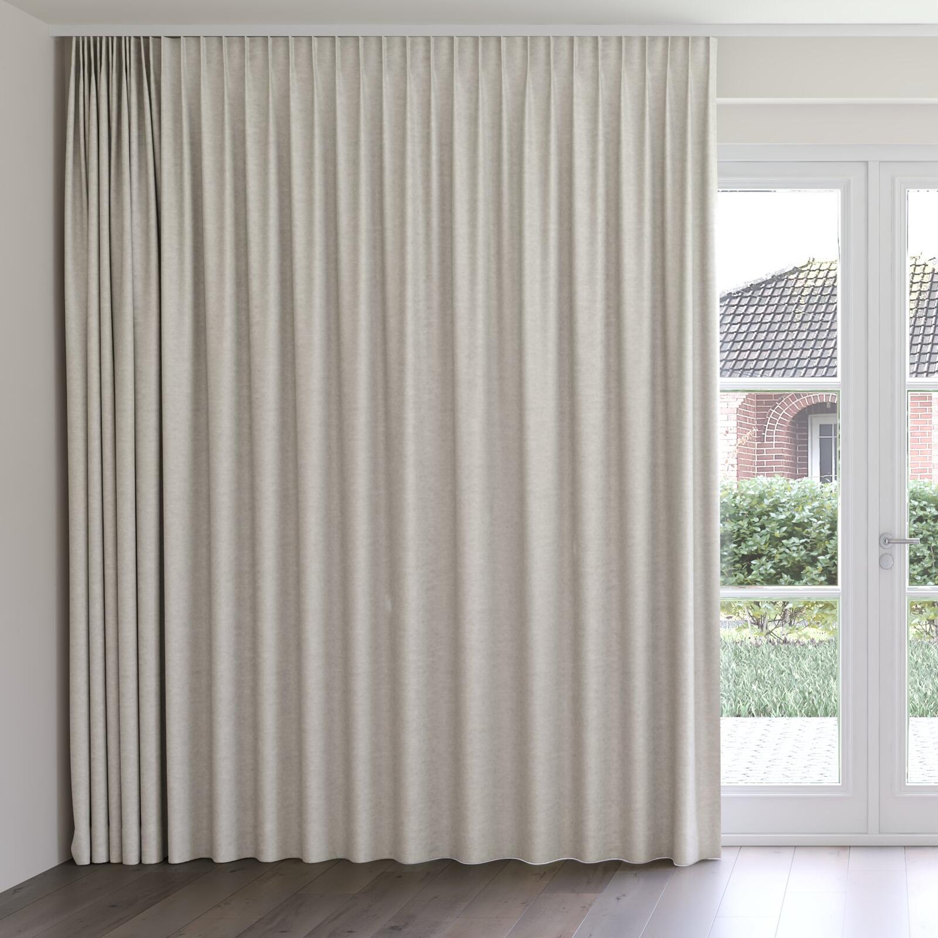 Front view of Colourwash Dove, on curtain rail