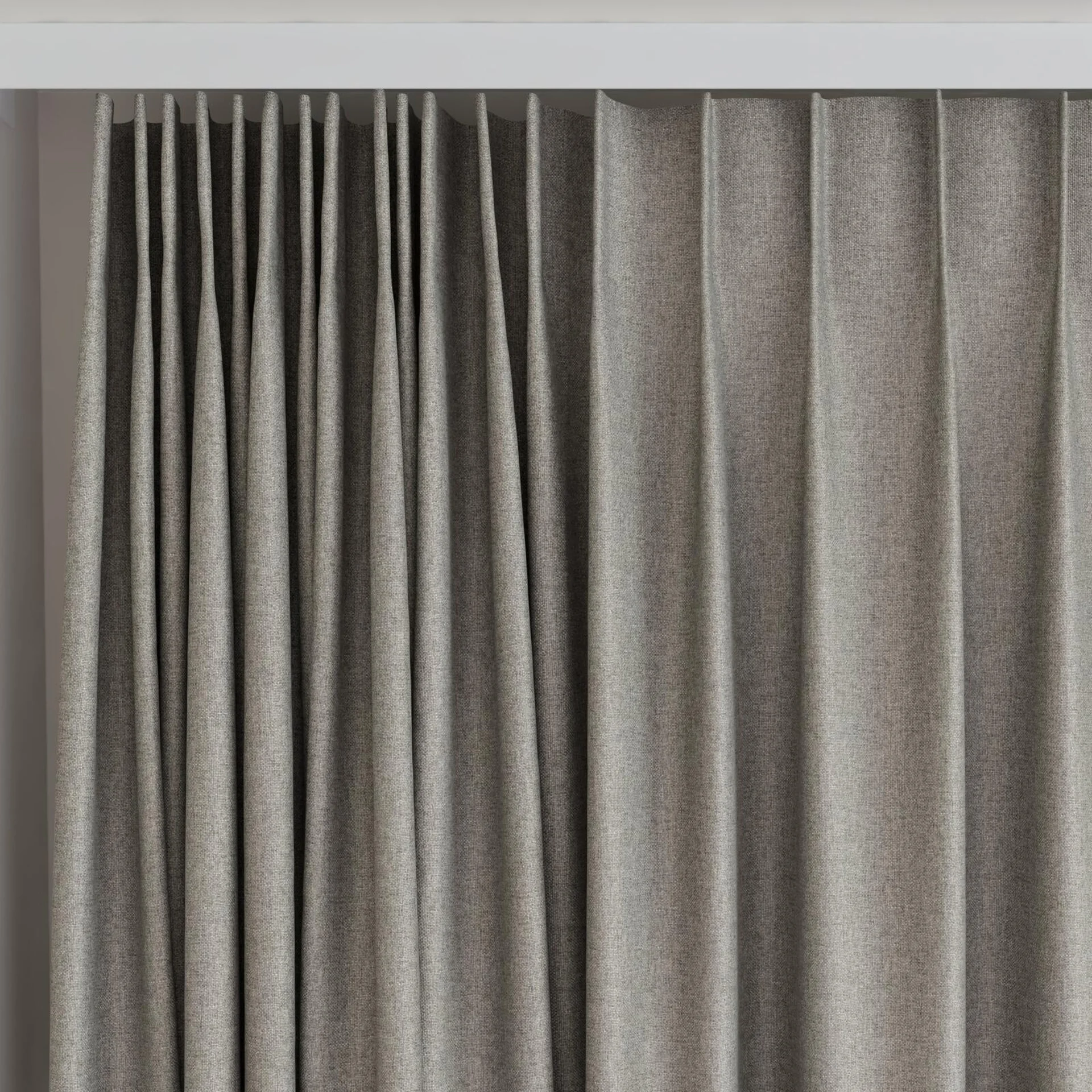 Top view of Grove Pewter, on curtain rail