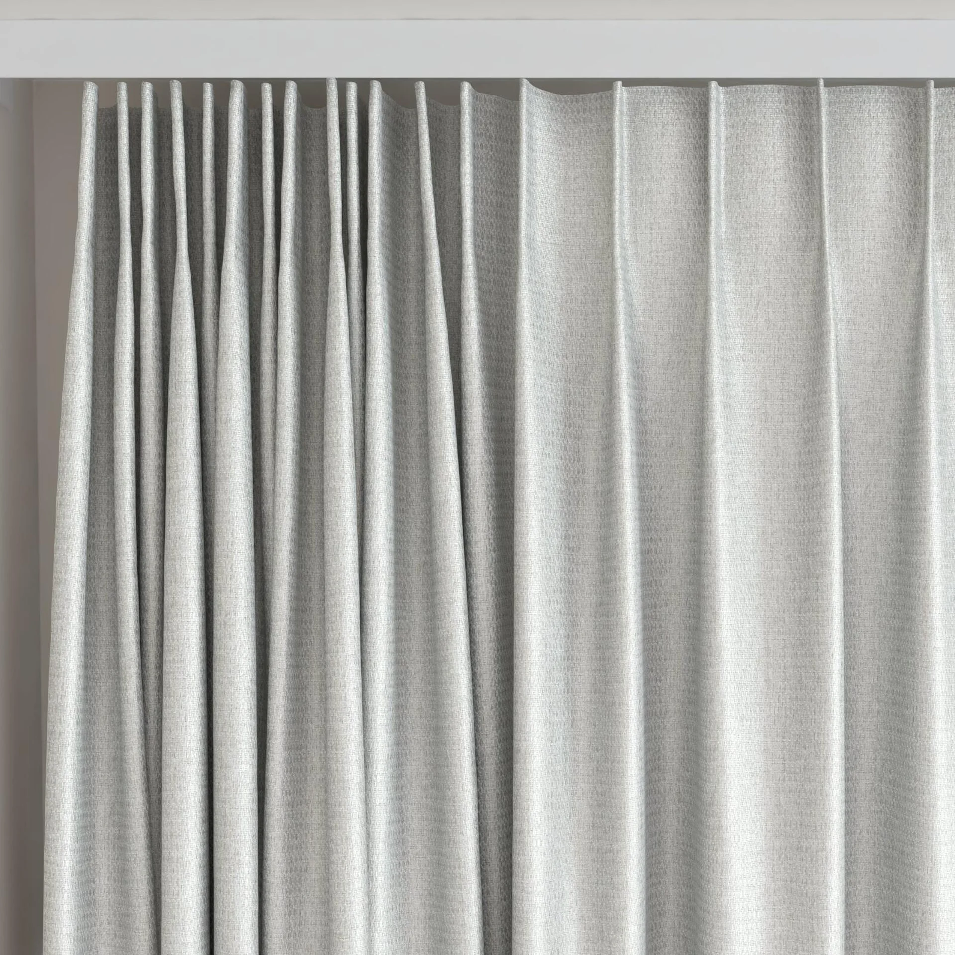 Top view of Kennedy II Blackout Frost, on curtain rail
