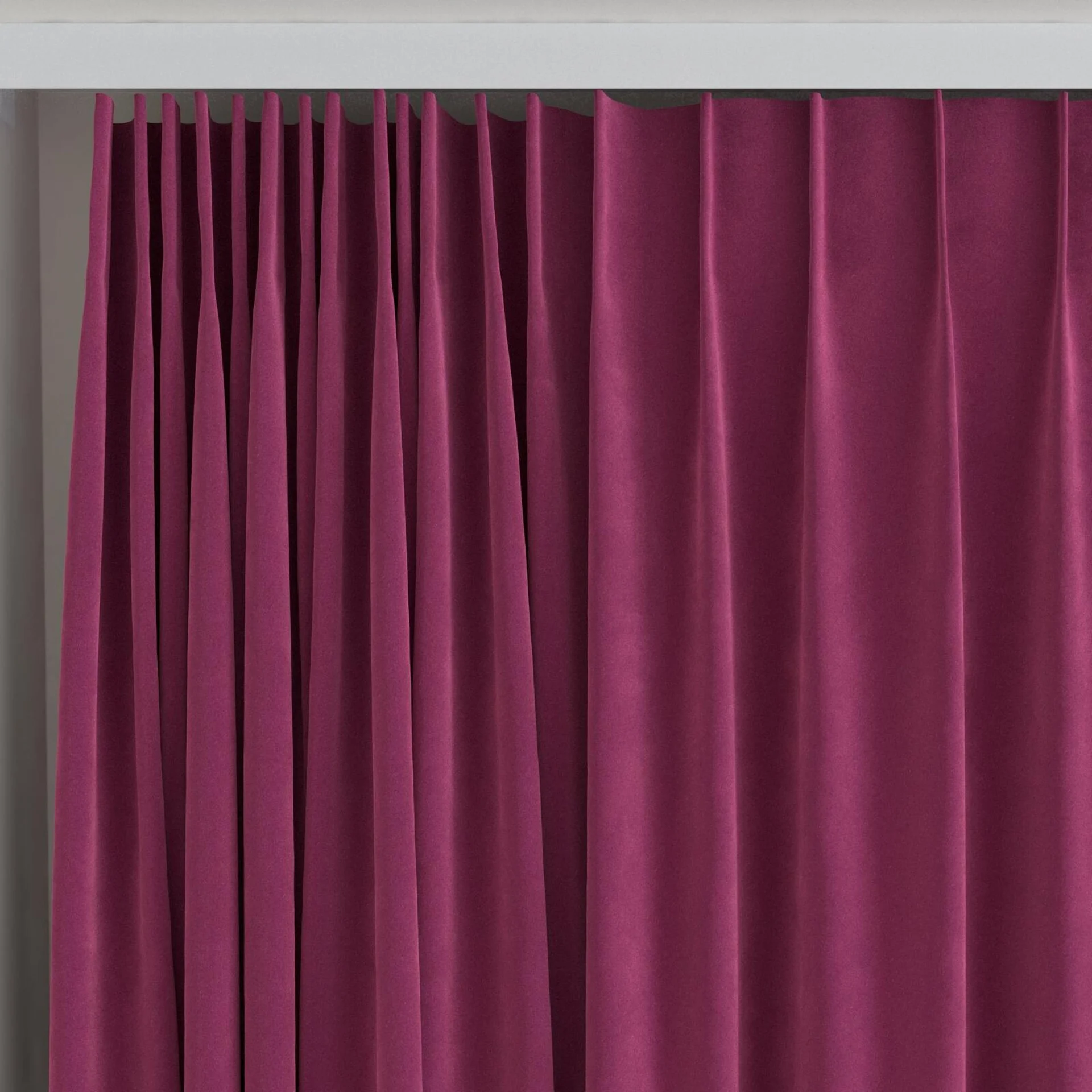 Top view of Lux Velvet Bordeaux 8603, on curtain rail