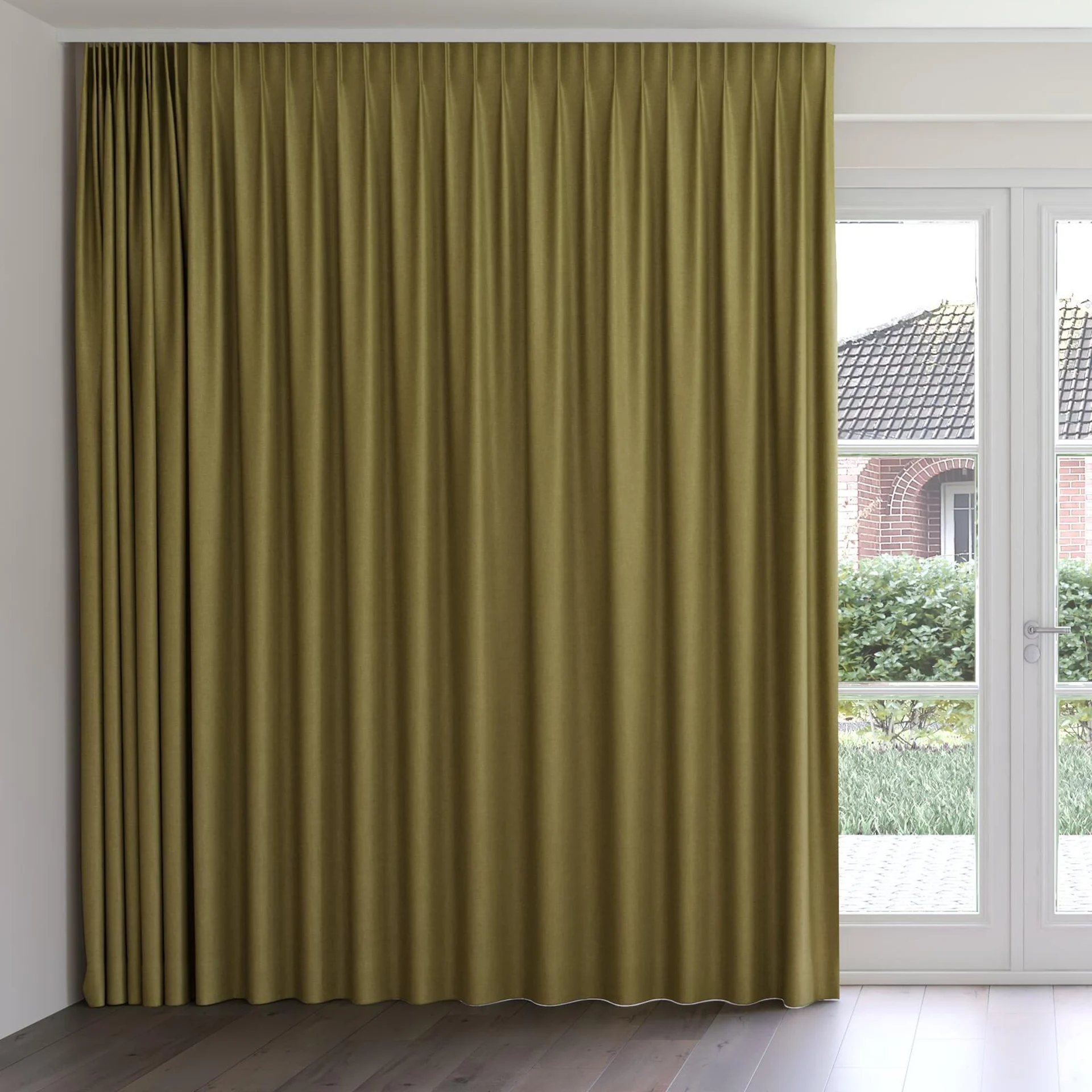 Front view of Perfecto Cypress, on curtain rail