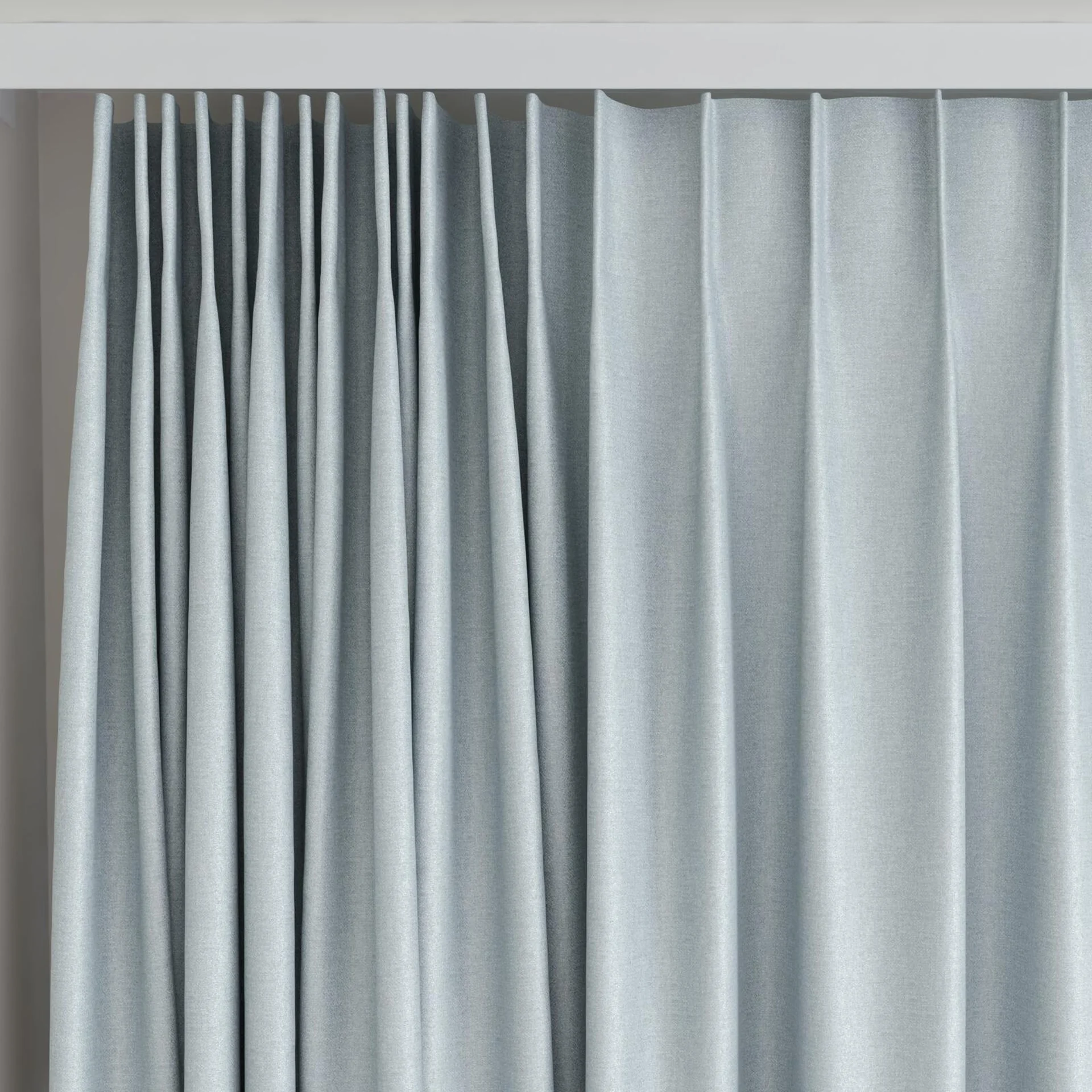 Top view of Eclipse Blackout Duckegg, on curtain rail