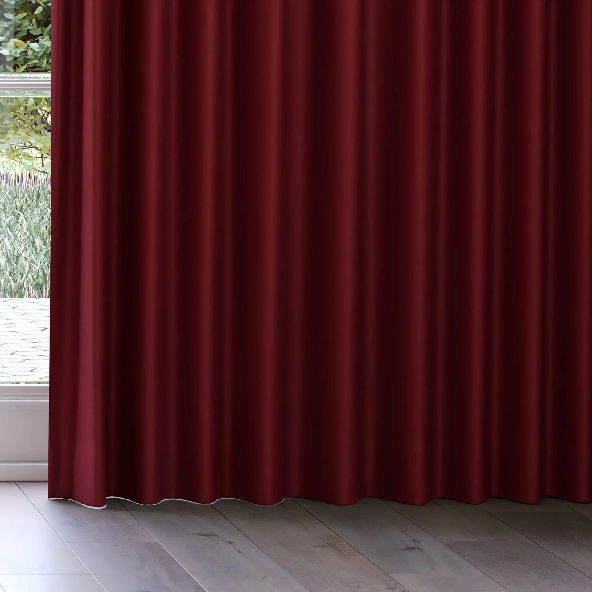 Bottom view of Woolskin Bordeaux, on curtain rail