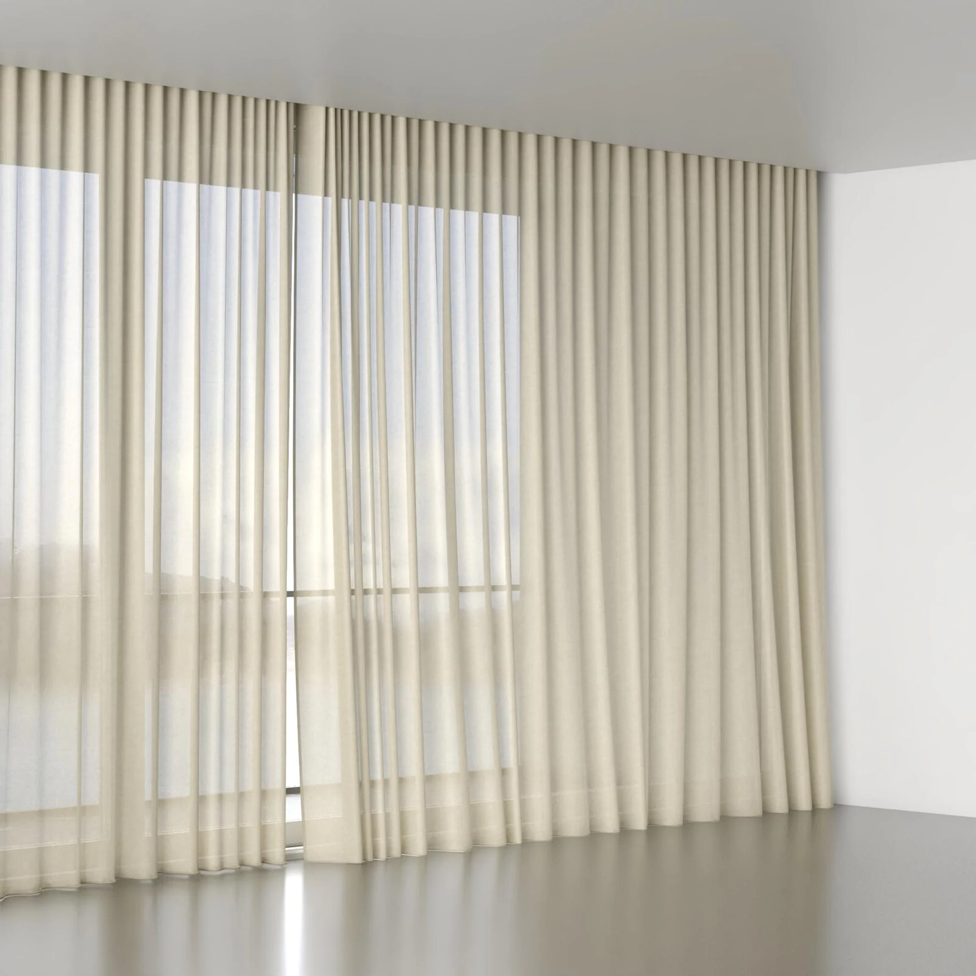 Full view of Flo II Marzipan, wave pleat