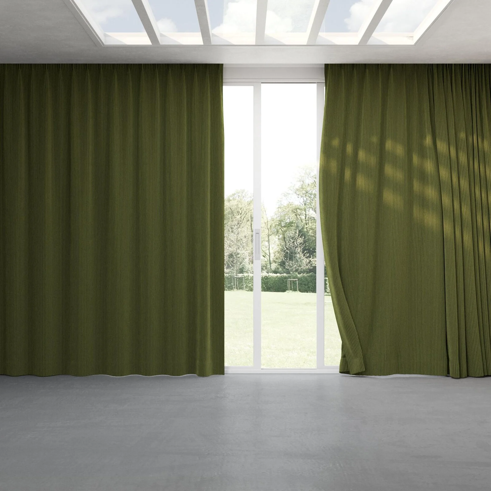 Full view of Embrace Camouflage, pinch pleat
