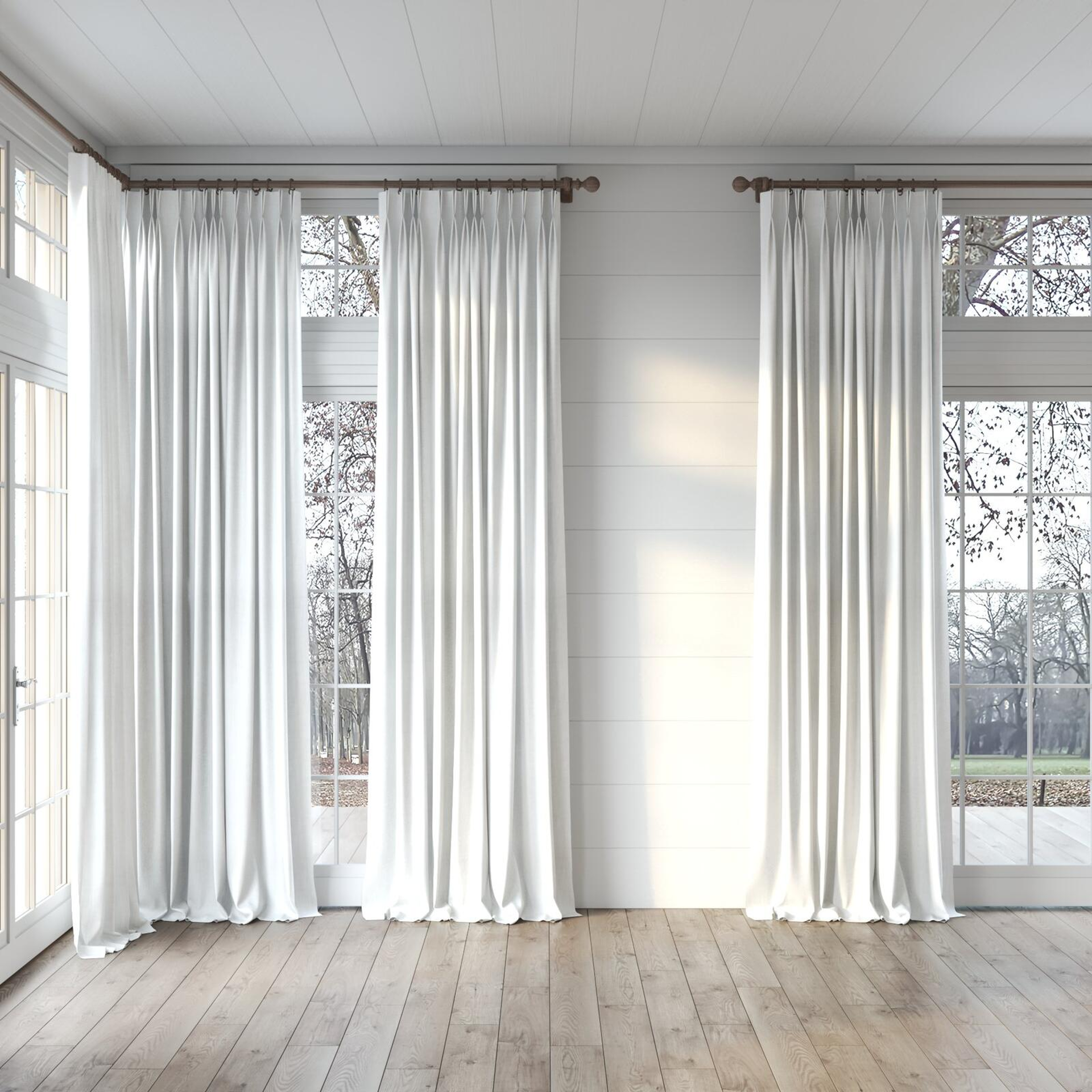 Full view of Lexicon Snow, puddled, on curtain rod