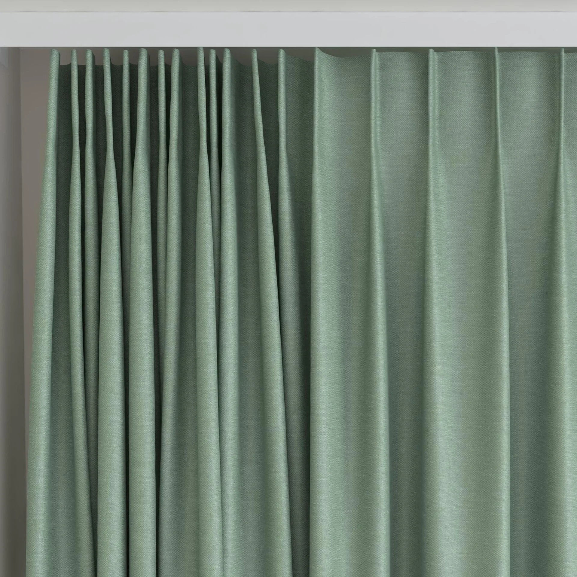 Top view of Colourwash Eco Mermaid, on curtain rail
