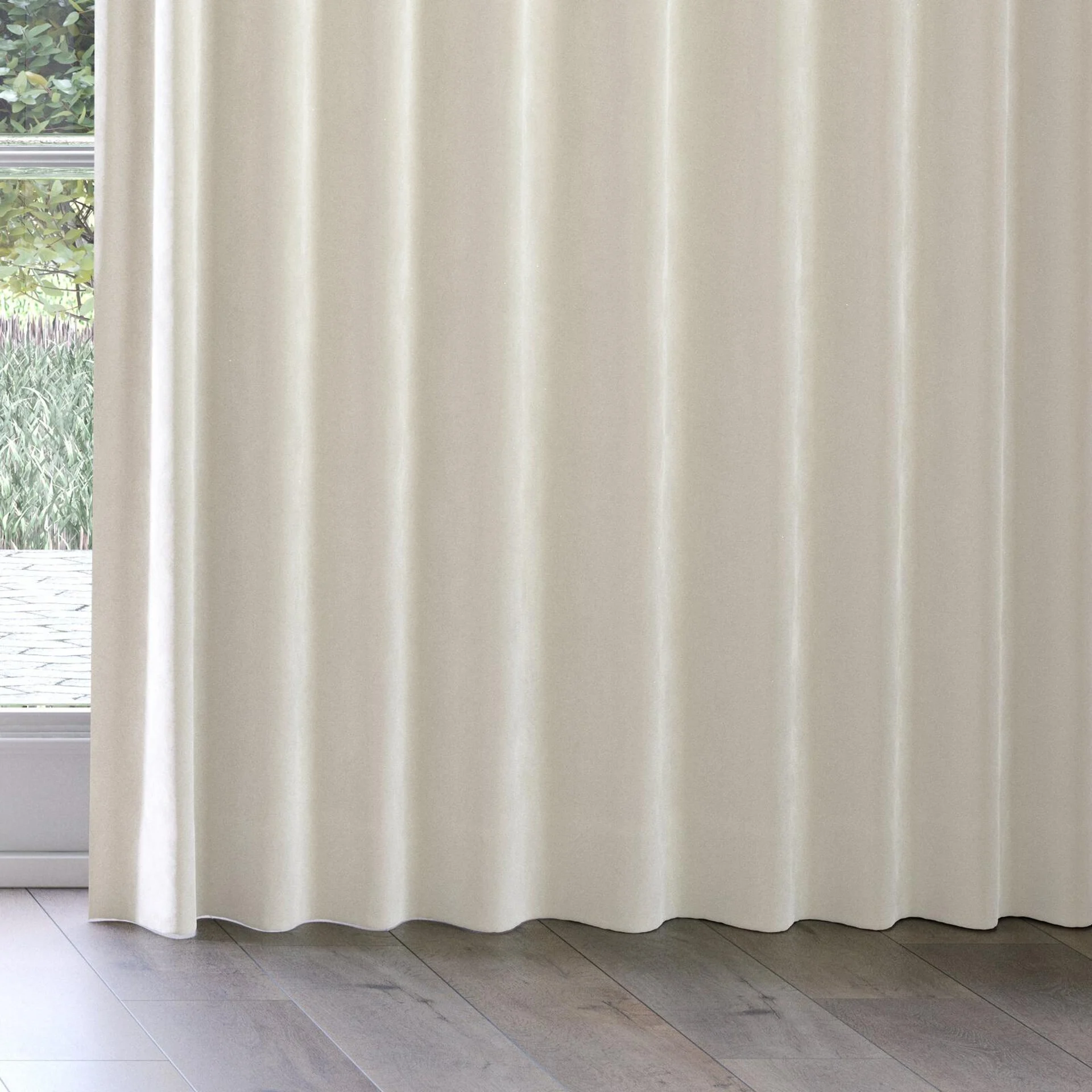 Bottom view of Vienna Silk, on curtain rail