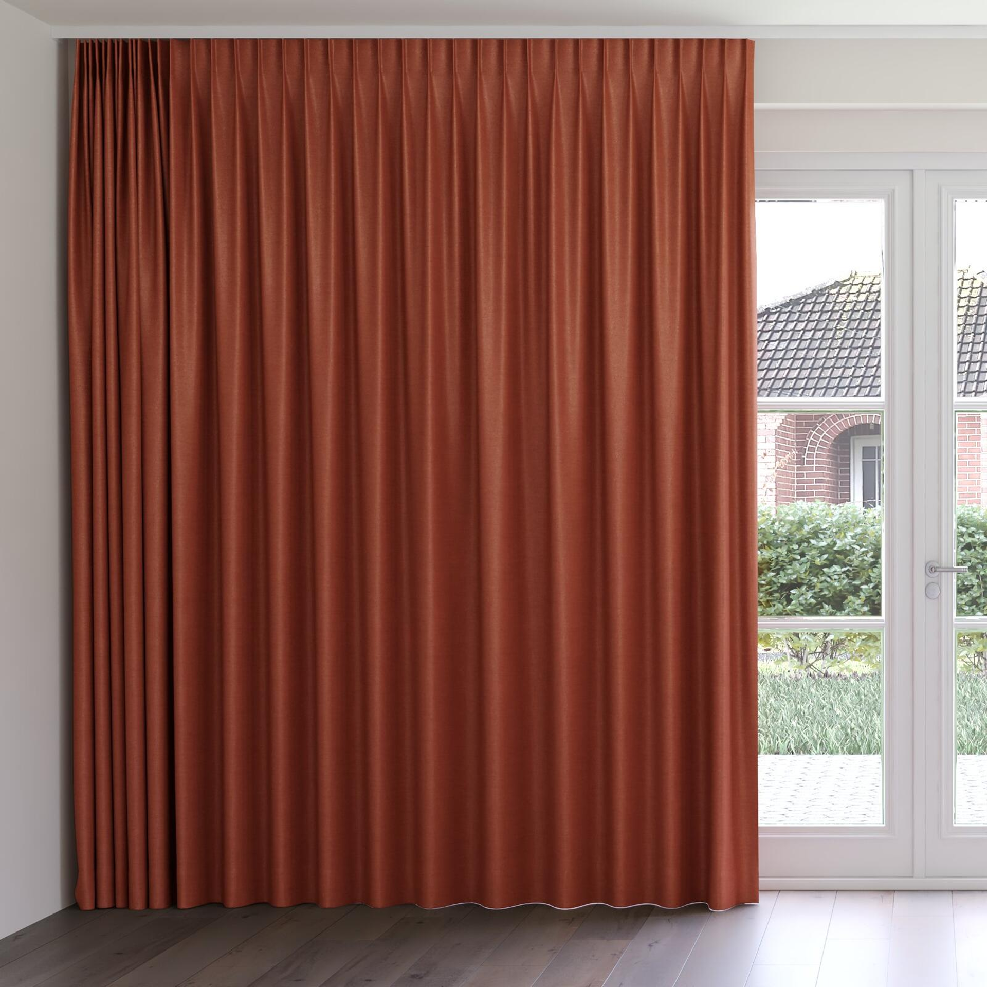 Front view of Drama Chutney, on curtain rail