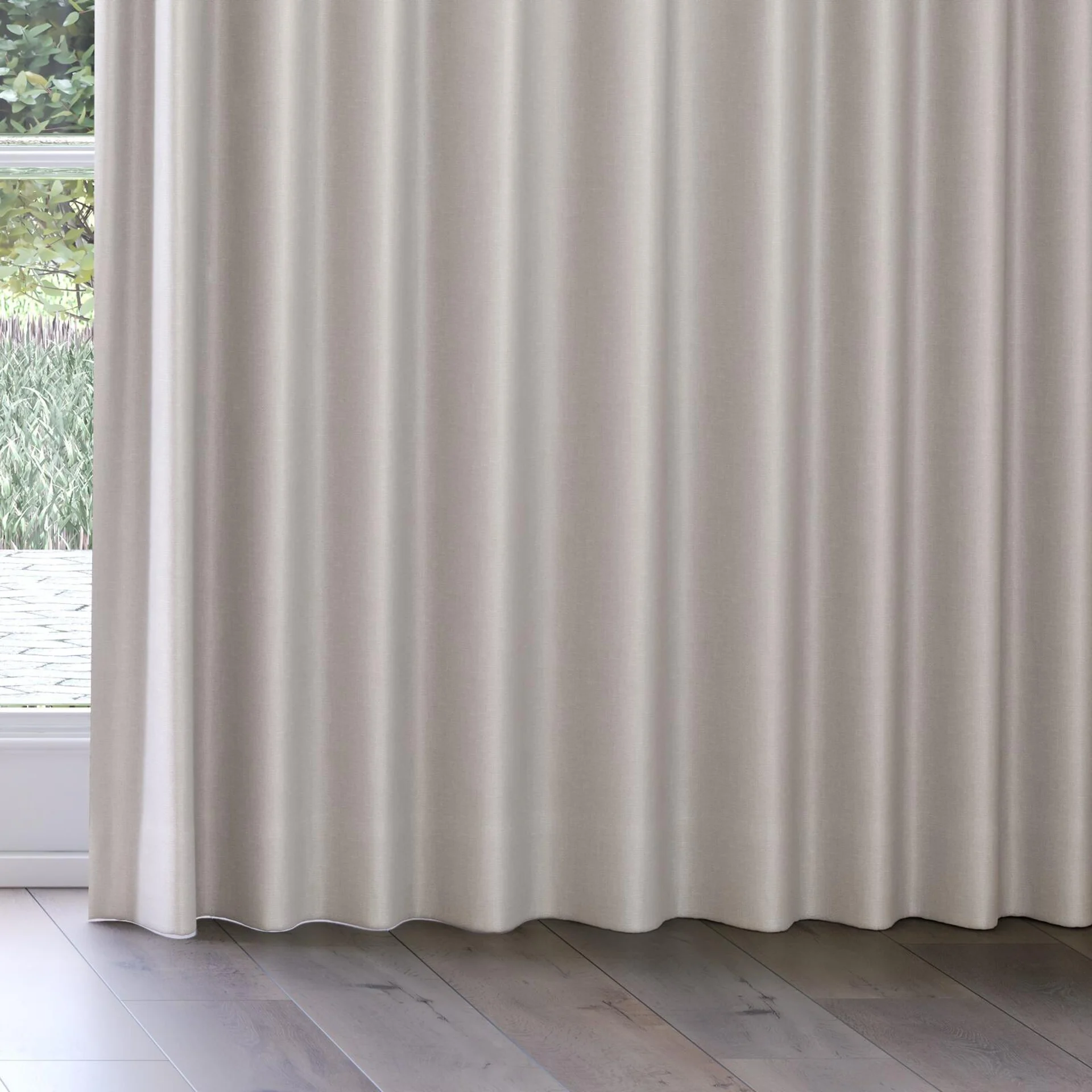 Bottom view of Matrix FR Oyster, on curtain rail