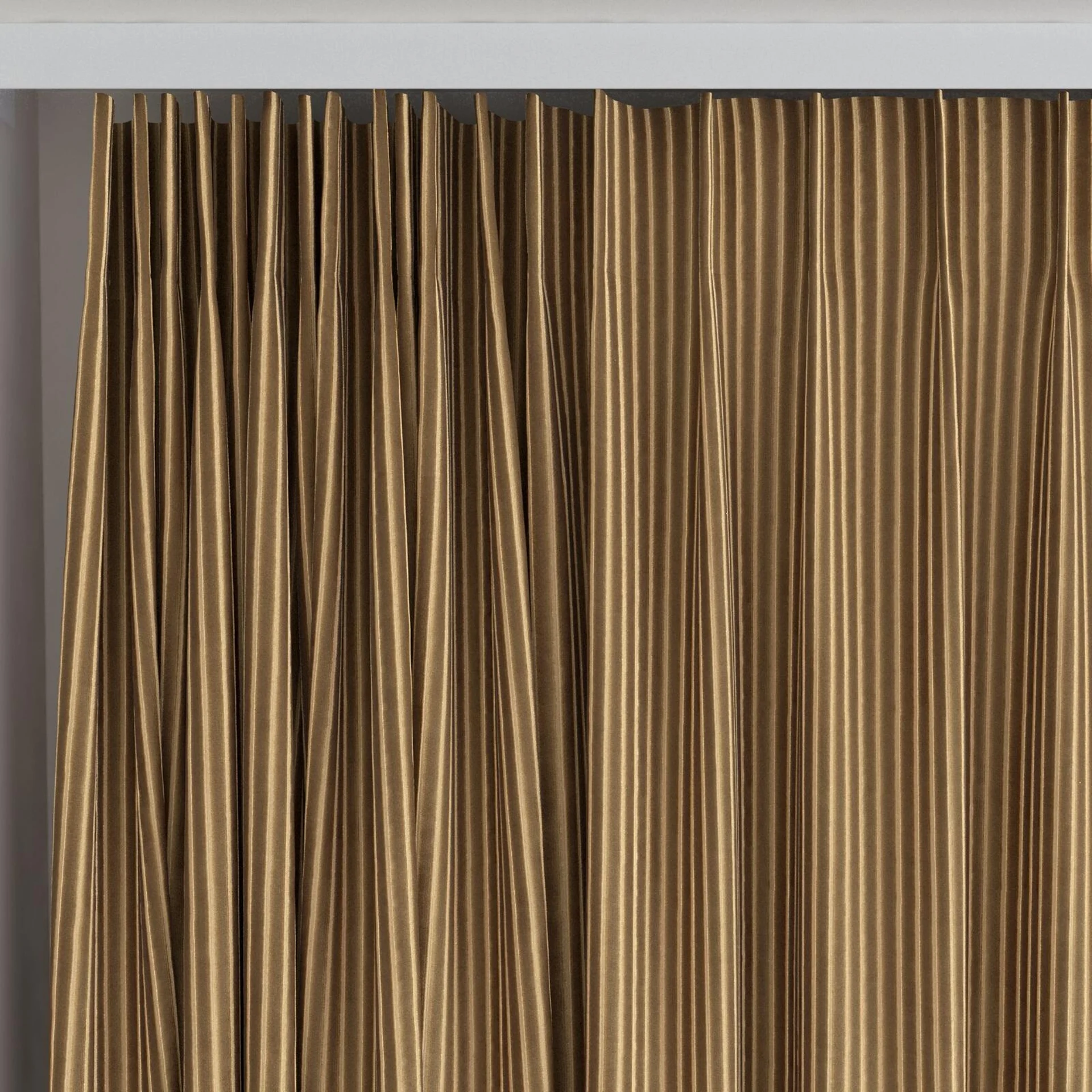 Top view of Embrace Pecan, on curtain rail