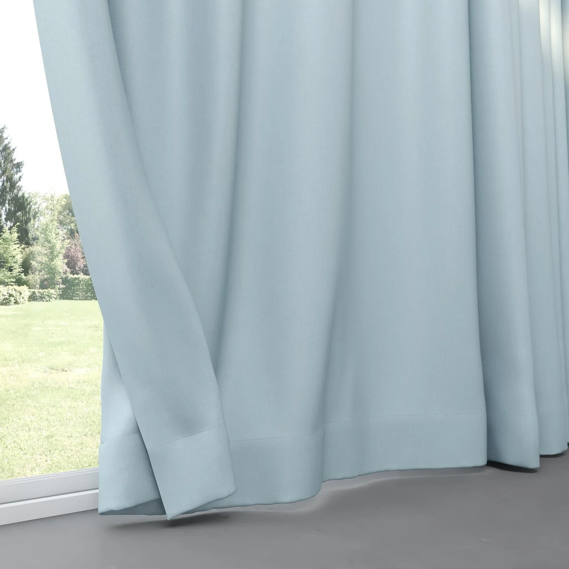 Bottom view of Kidglove Sky, pinch pleat