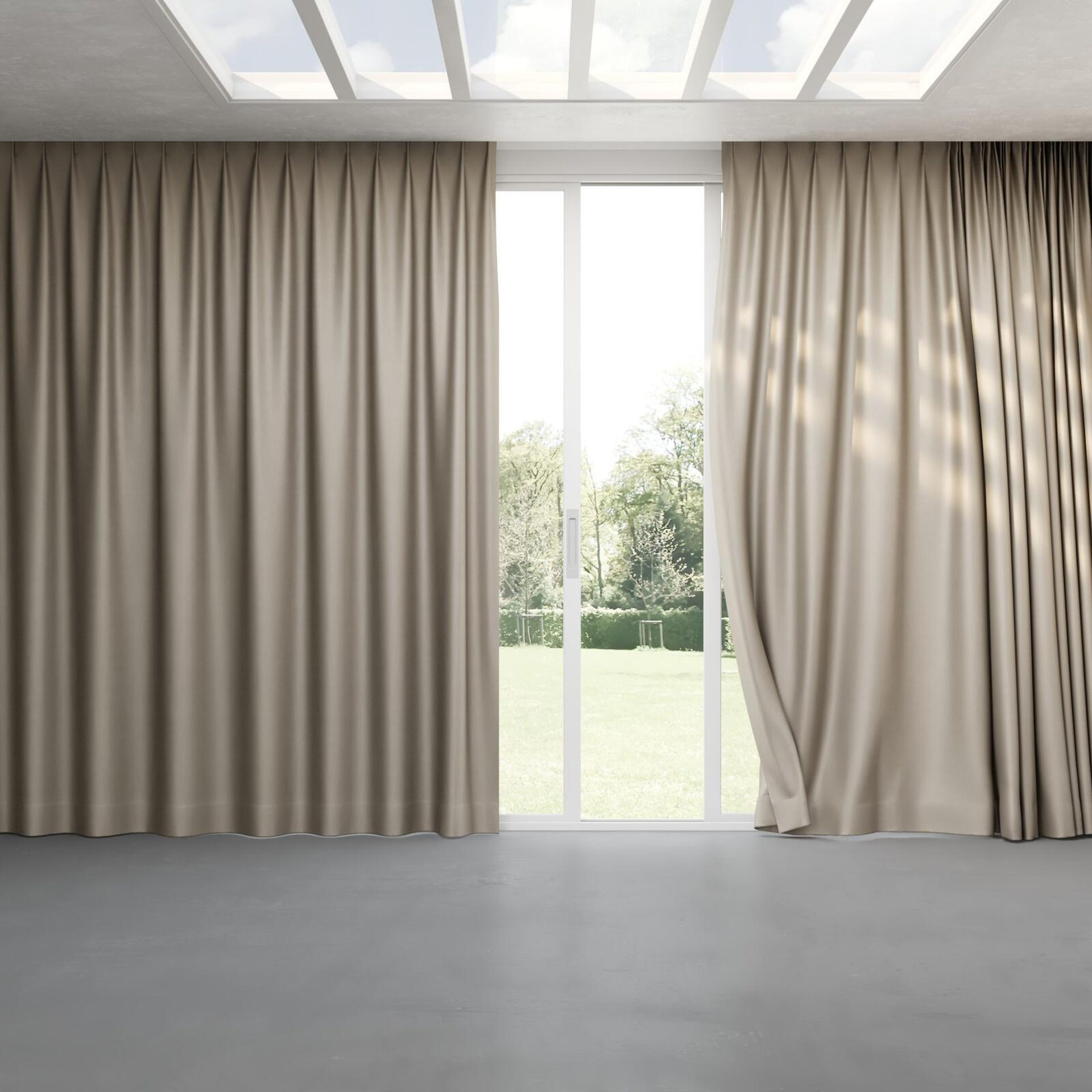 Full view of Auto Cement, pinch pleat