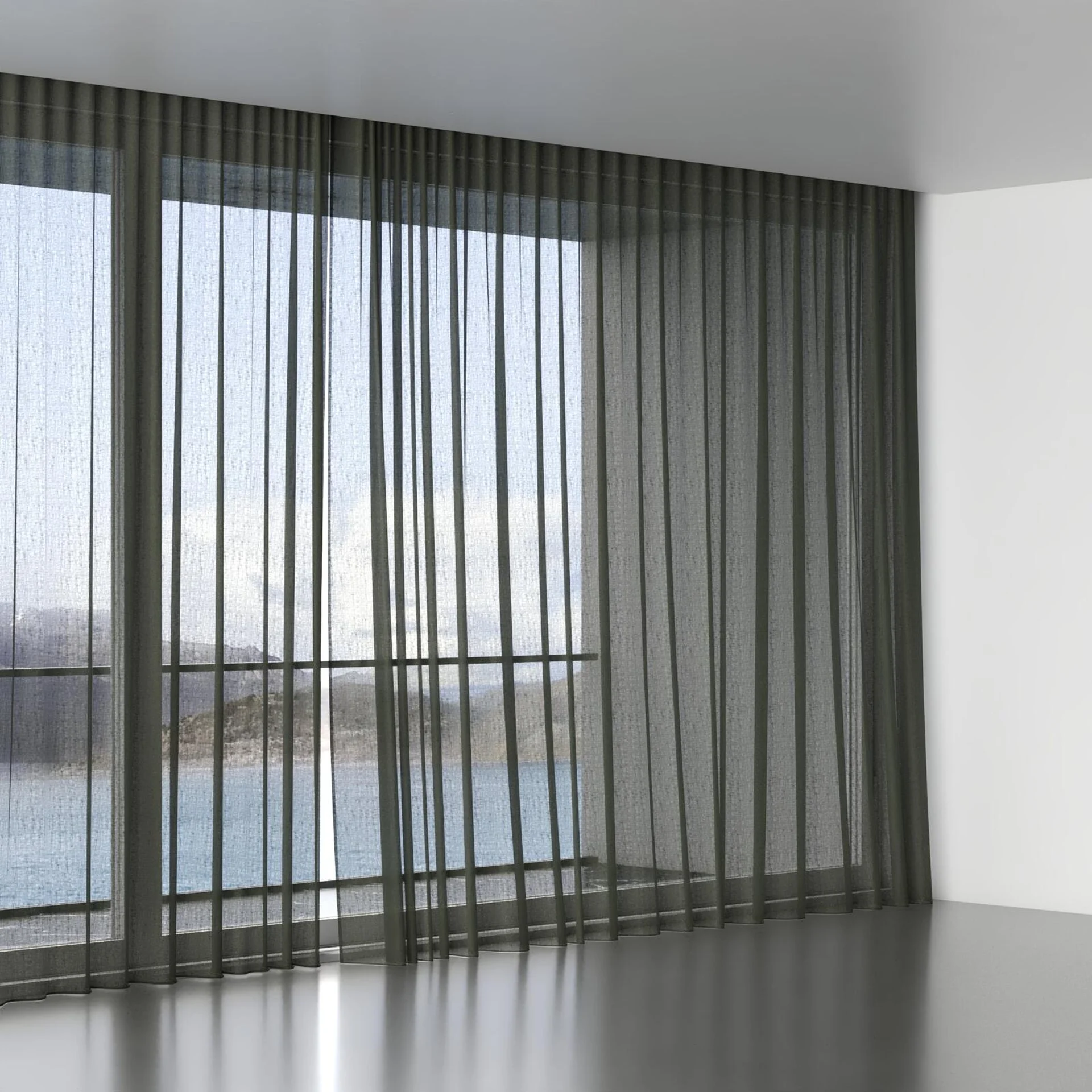 Full view of Kanso Stonewash Moss, wave pleat