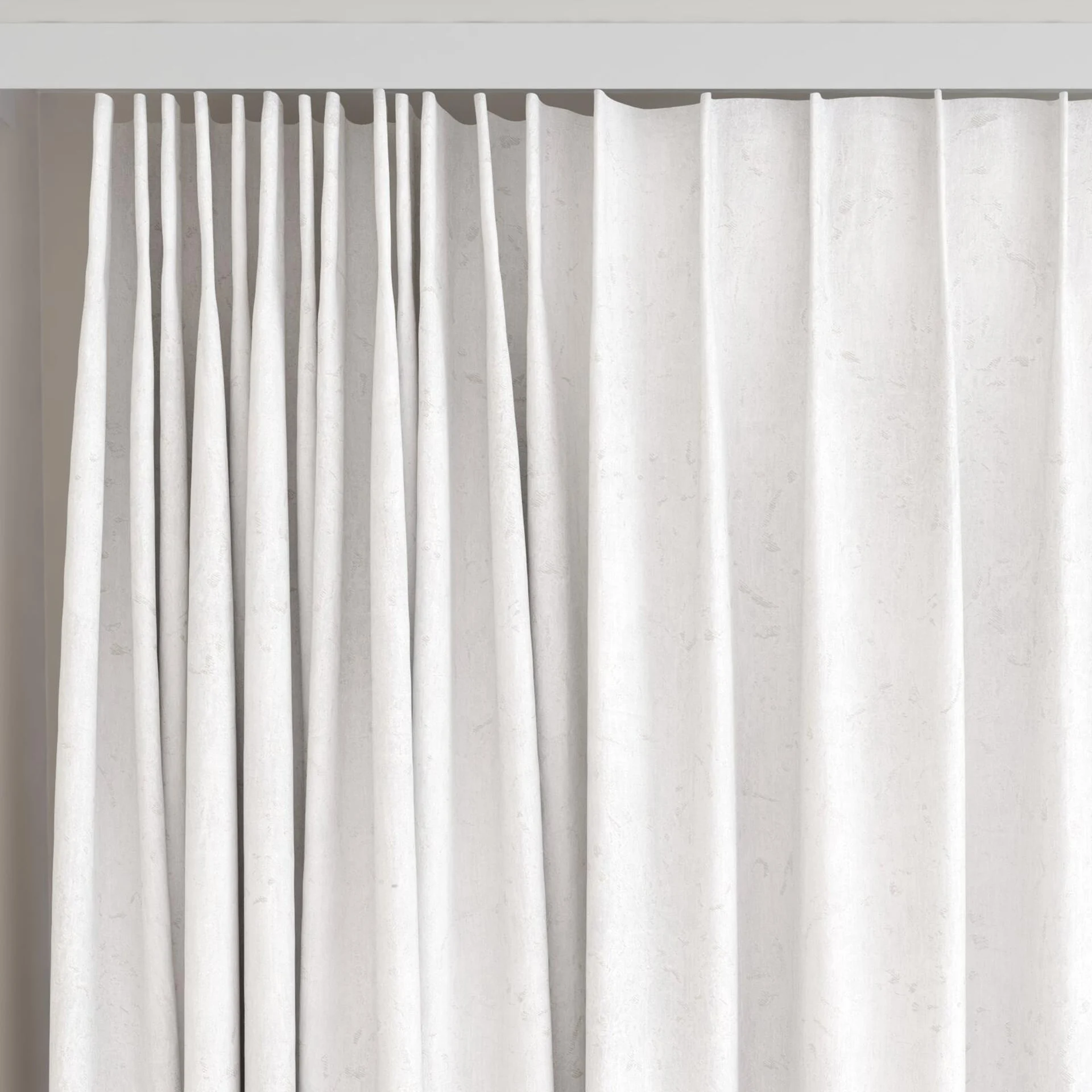 Top view of Azulejo Oyster, on curtain rail