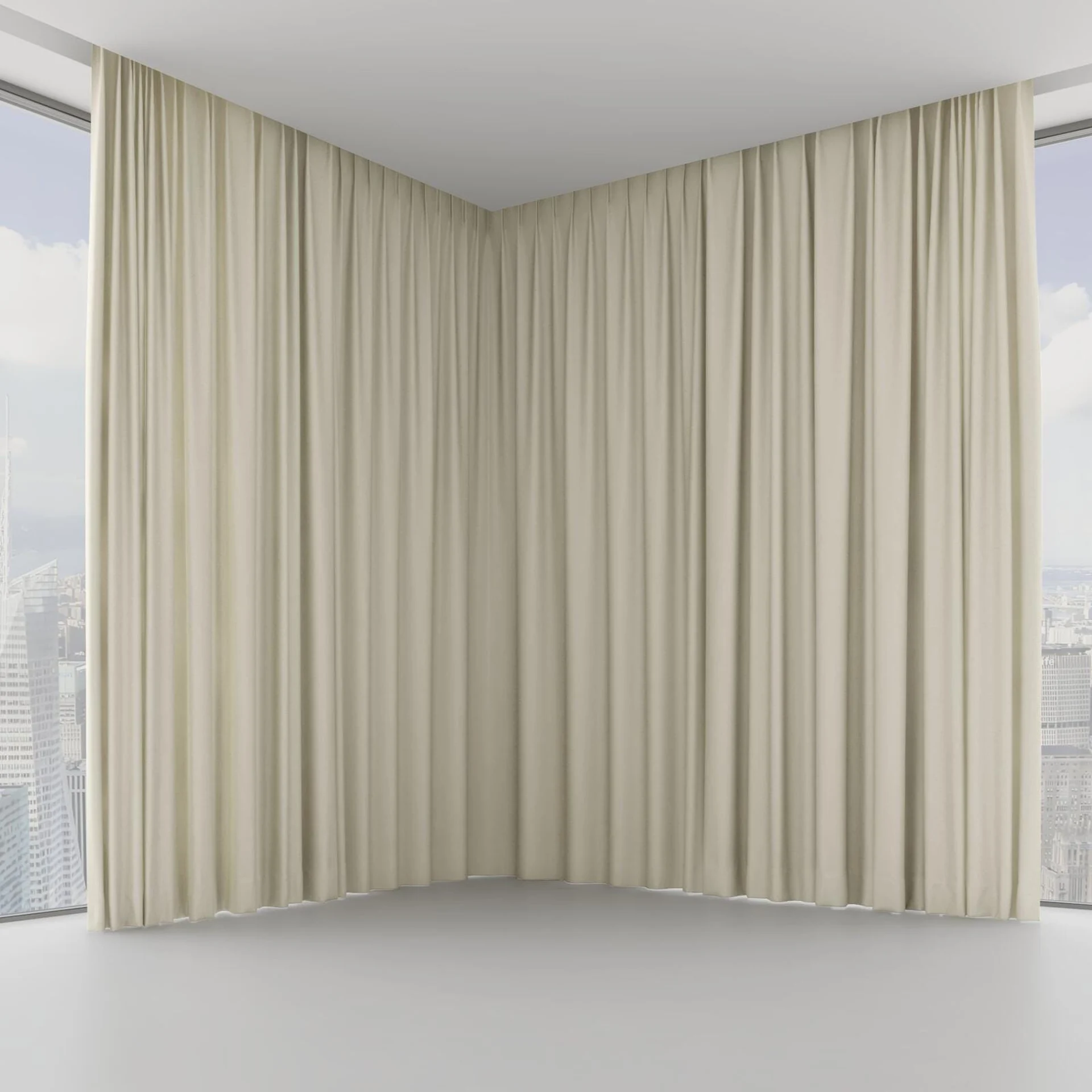 Front view of Grove Linen, on hidden rail