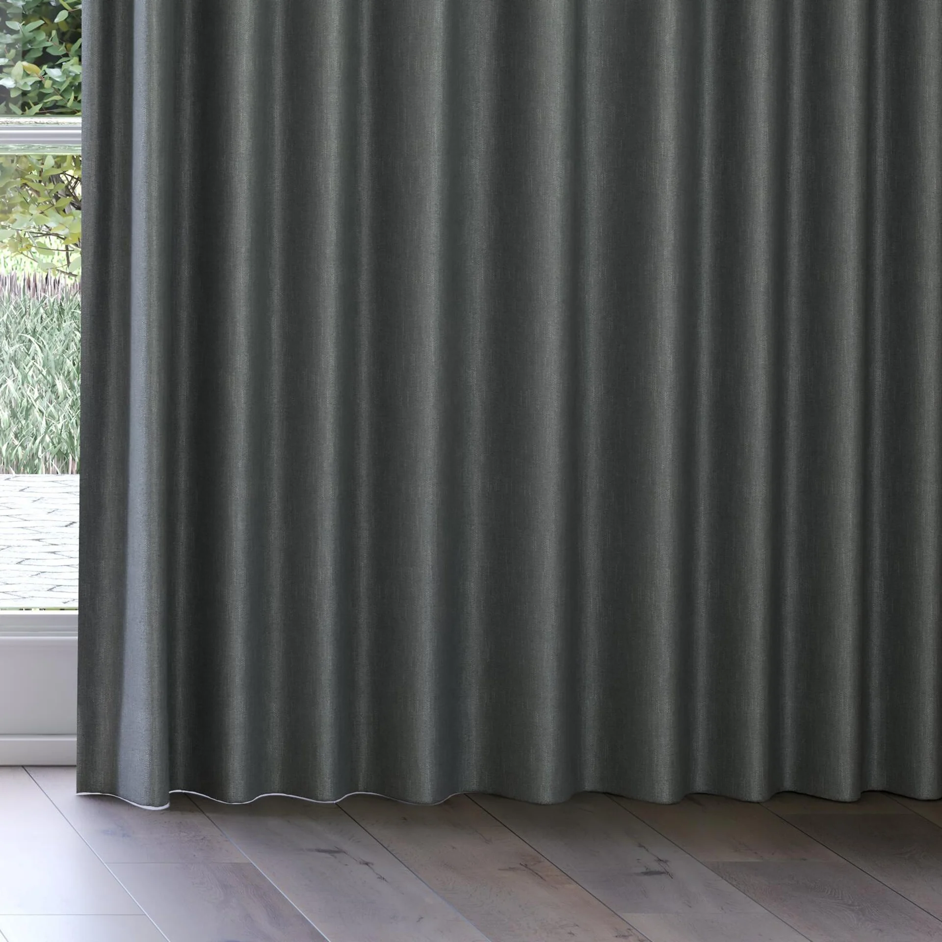 Bottom view of Perfecto Steel, on curtain rail