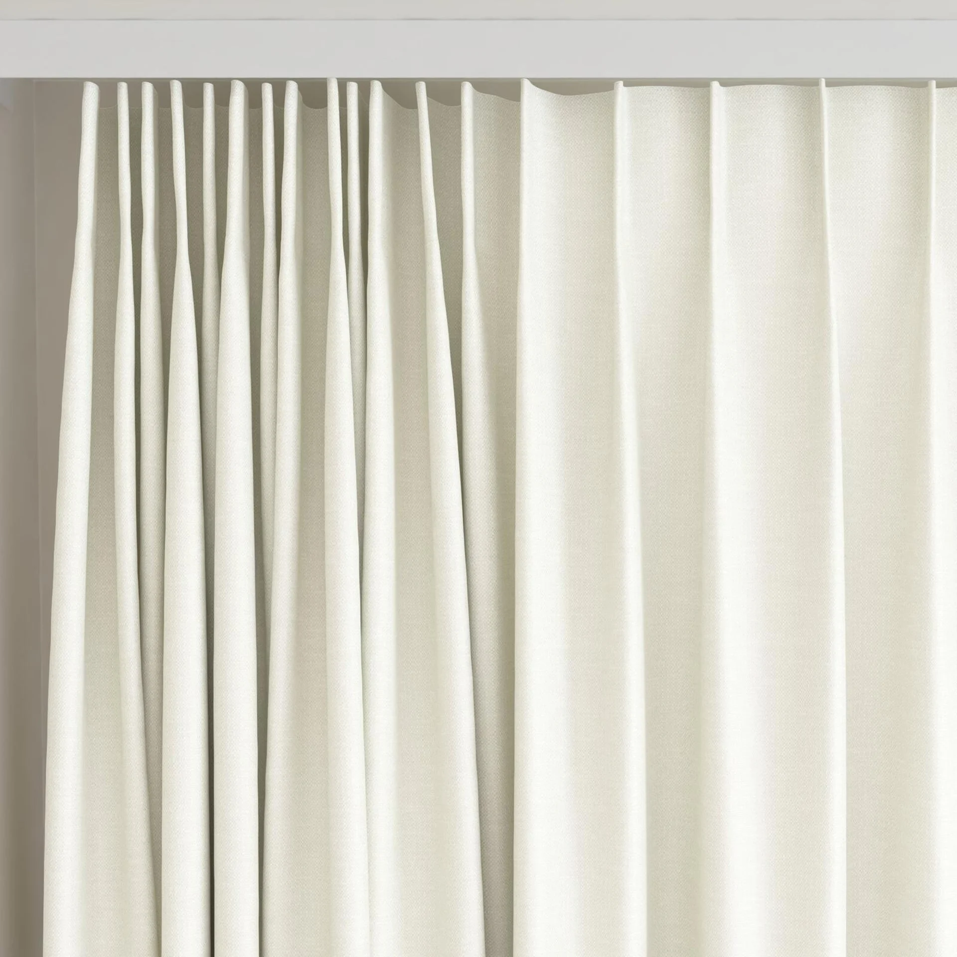 Top view of Colourwash Eco Natural, on curtain rail