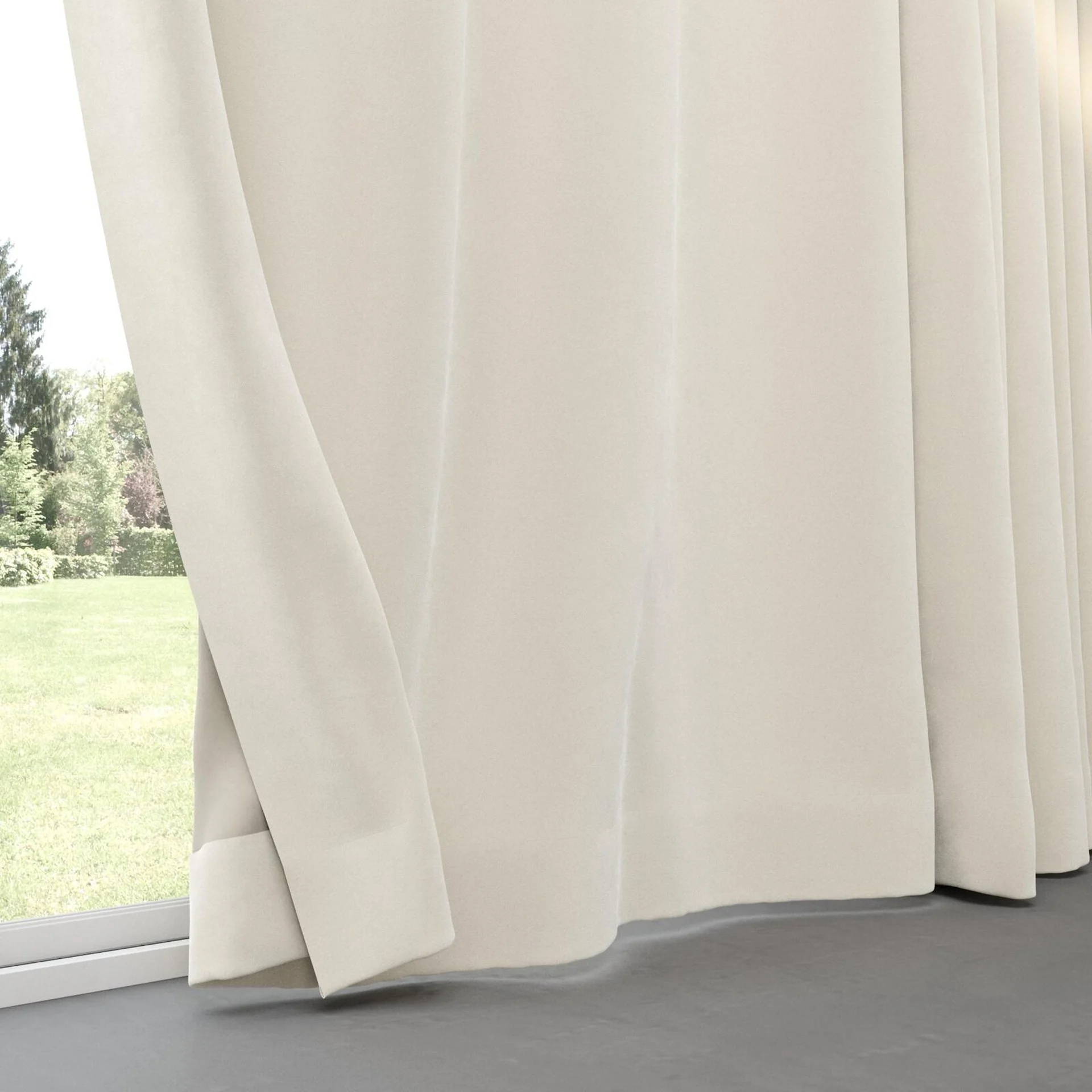 Bottom view of Vienna Silk, pinch pleat