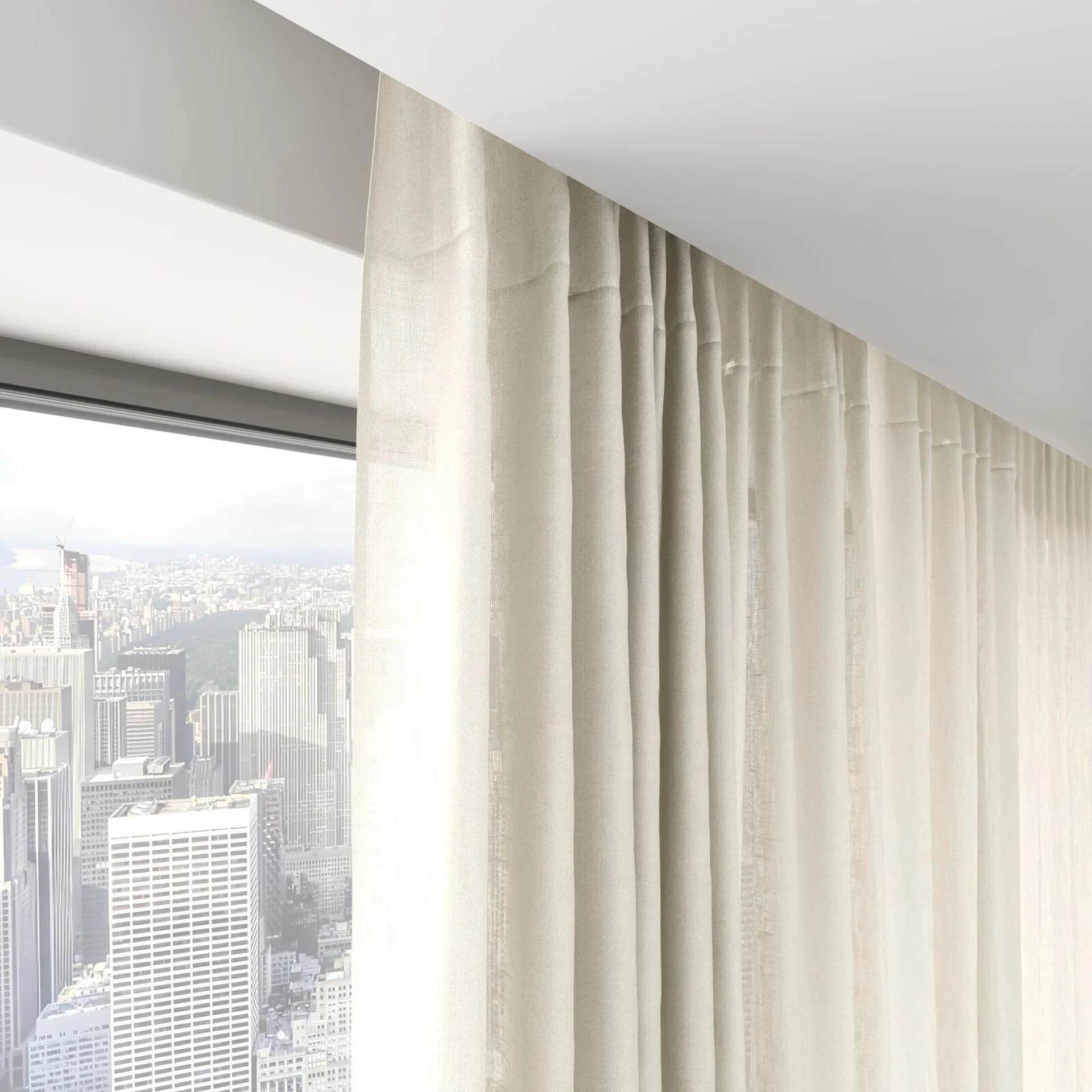 Top view of Linen Natural, on hidden rail