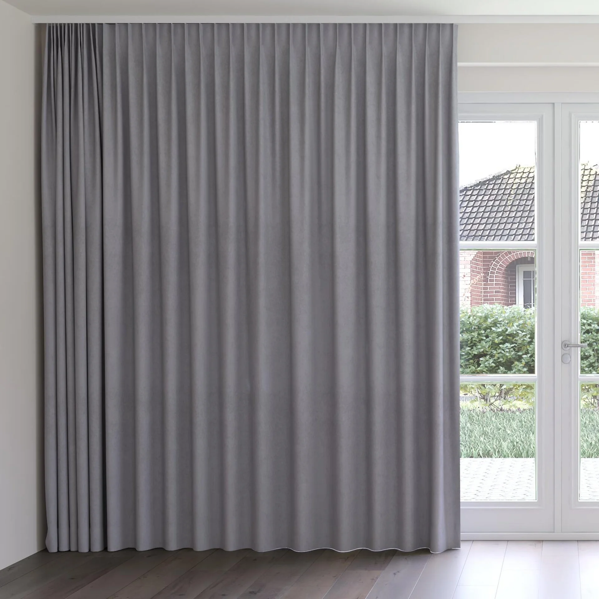 Front view of Moon Cloud, on curtain rail