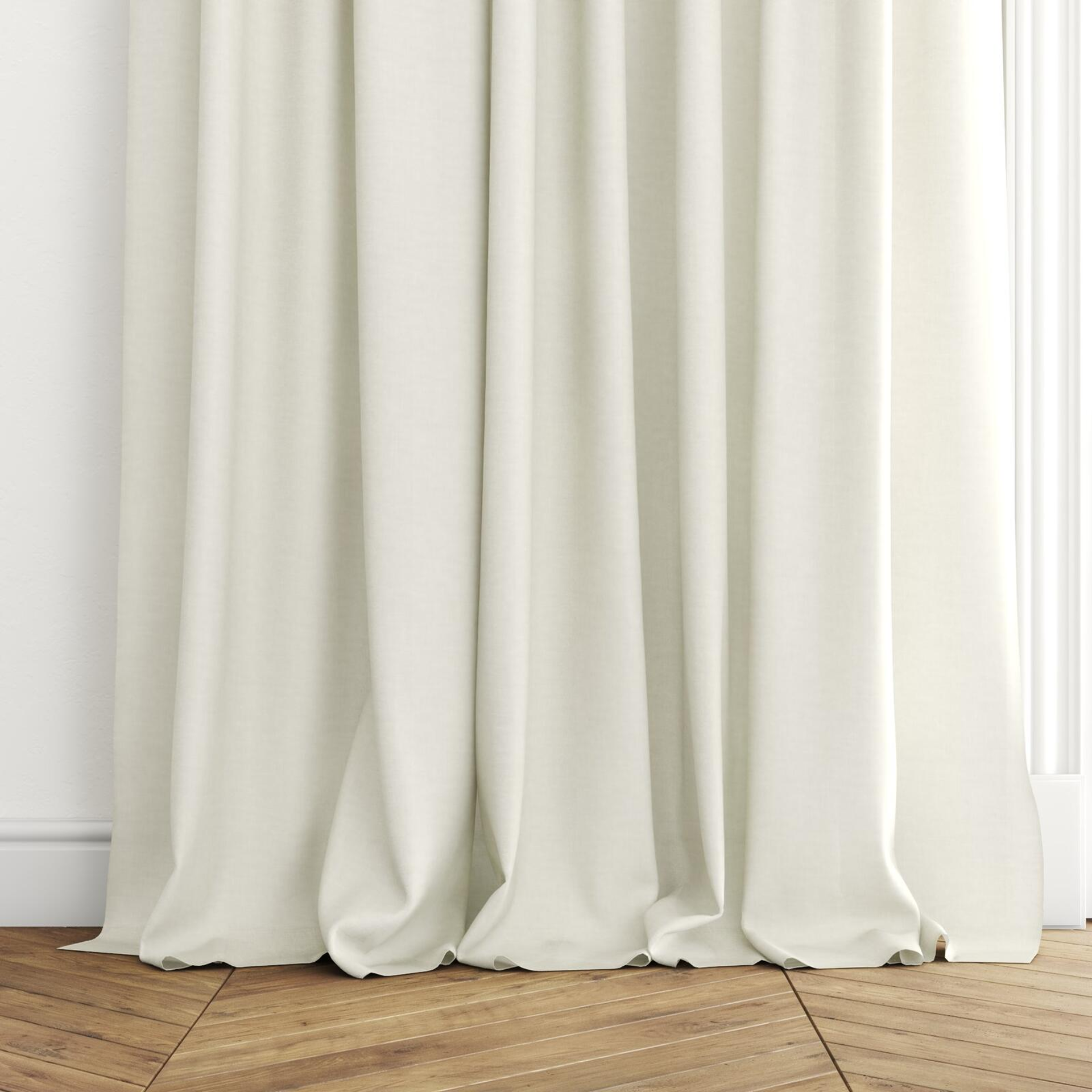 Bottom view of Arcadia Marble, puddled with pinch pleat, on curtain rod
