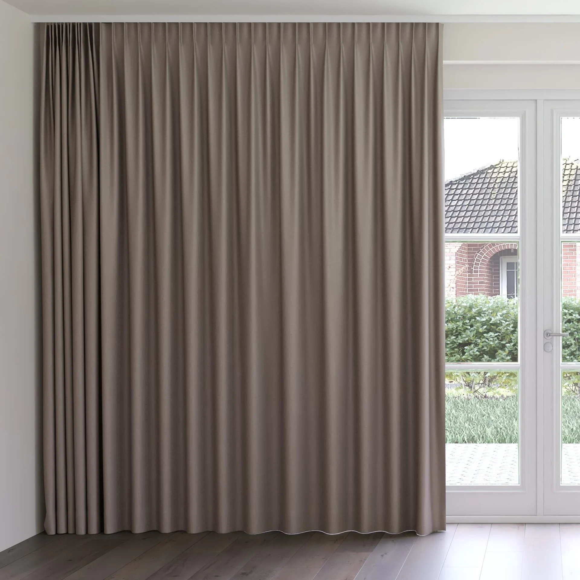 Front view of Brugge Mushroom, on curtain rail