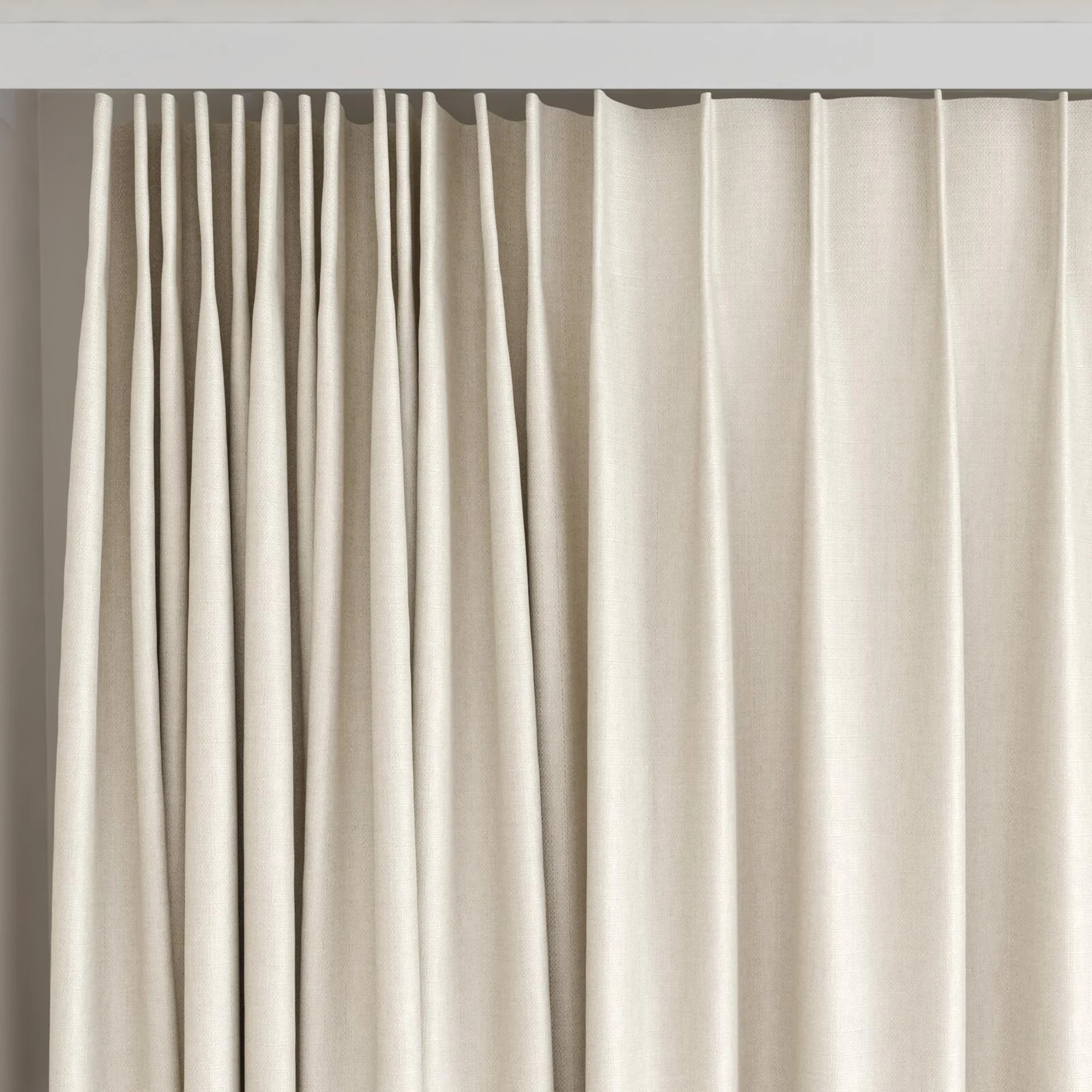 Top view of Tonga Marzipan, on curtain rail